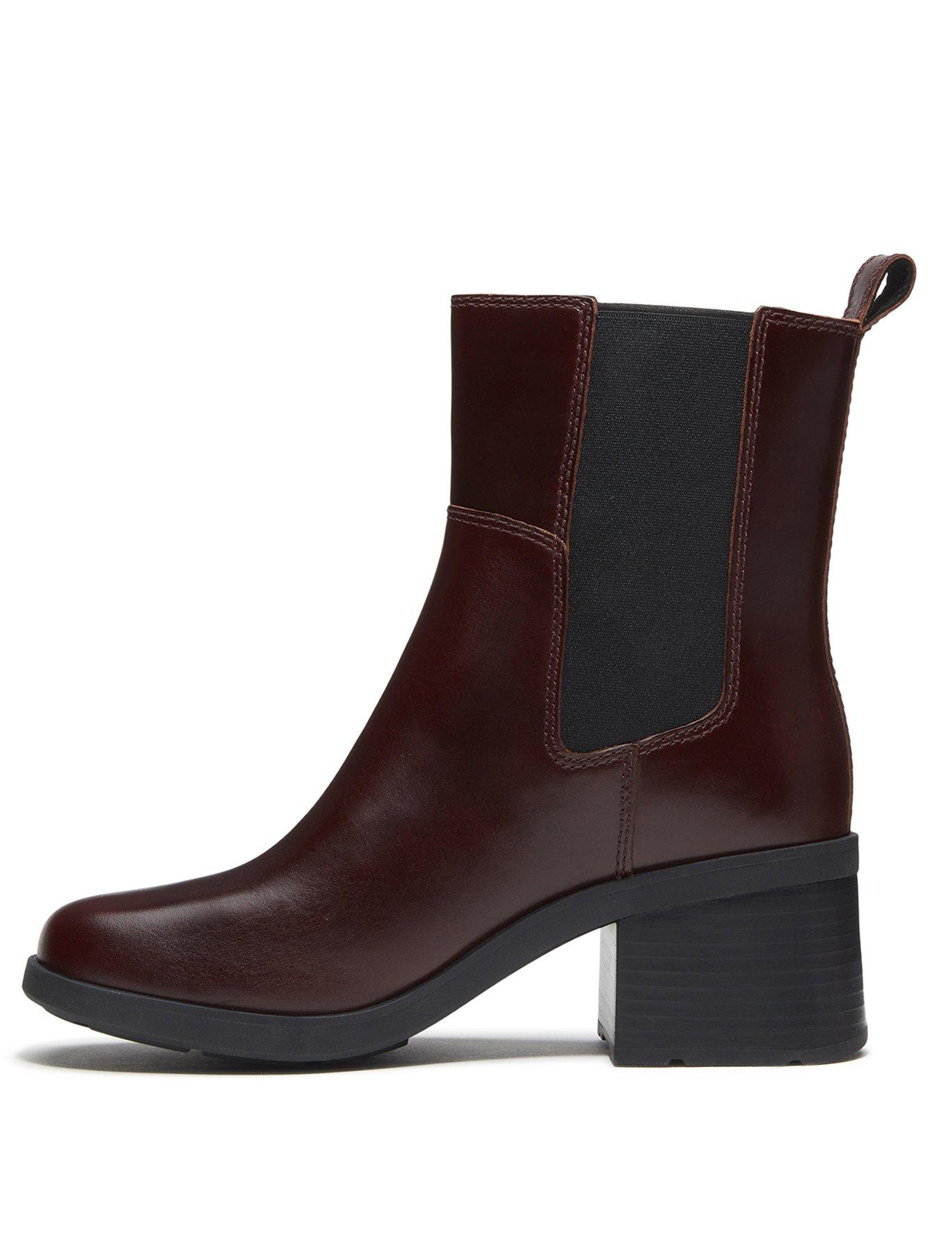 Image 6 of 7 of Timberland Womens Bellevaux Premium Leather Block Heel Chelsea Boots - Red