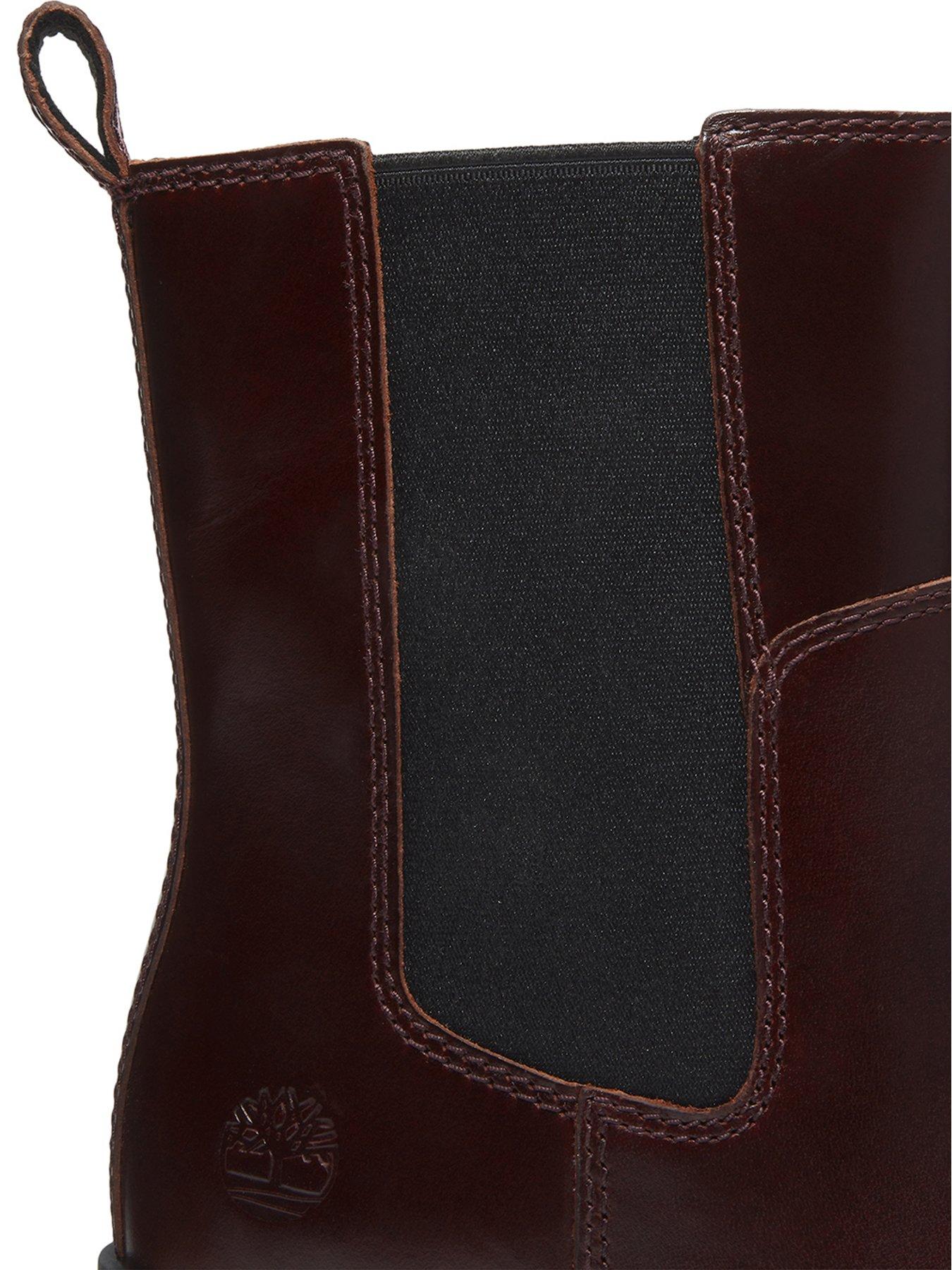 Image 7 of 7 of Timberland Womens Bellevaux Premium Leather Block Heel Chelsea Boots - Red