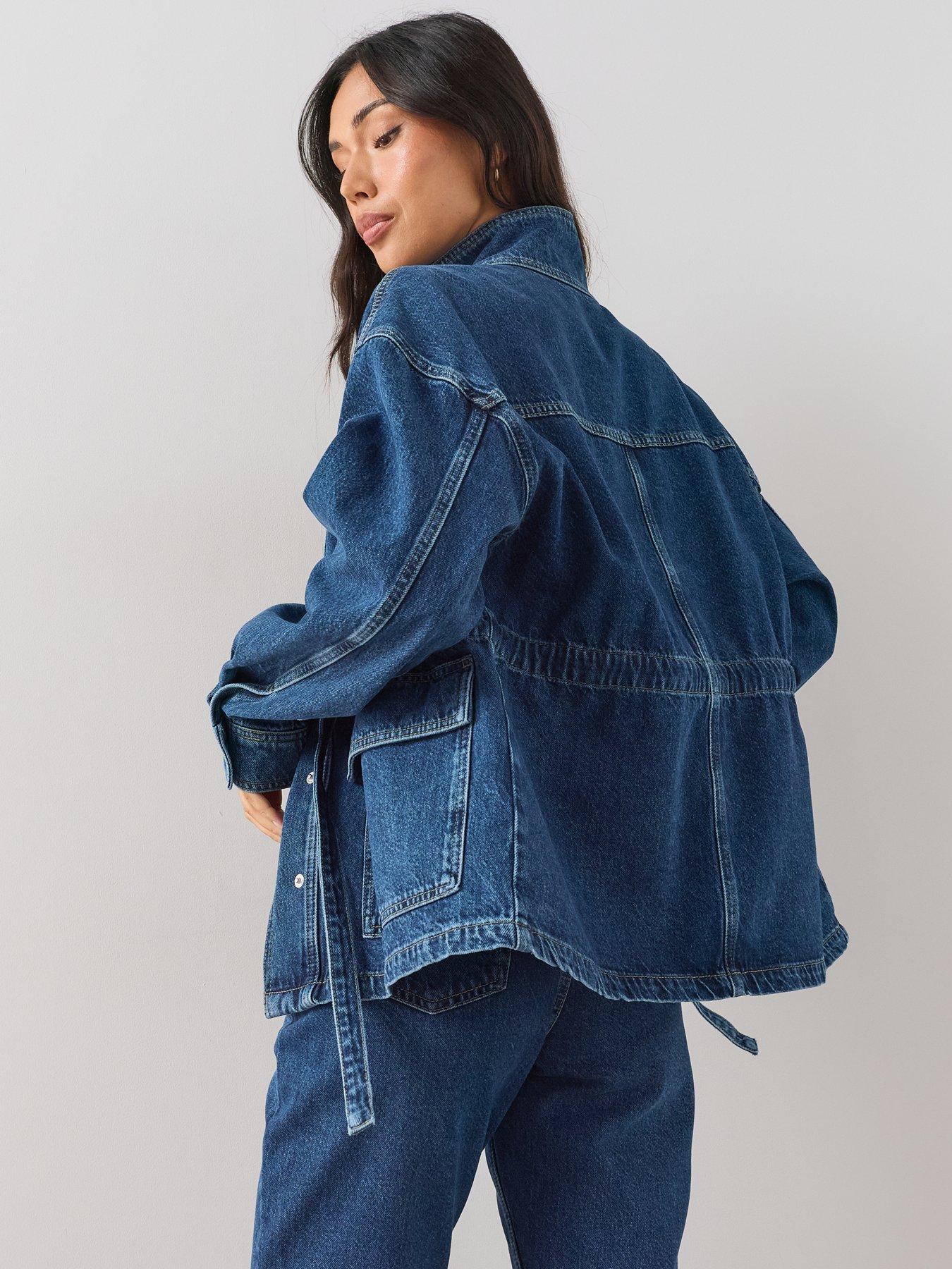 Image 2 of 7 of The Very Collection Co-Ord Funnel Neck Jacket - Mid Wash