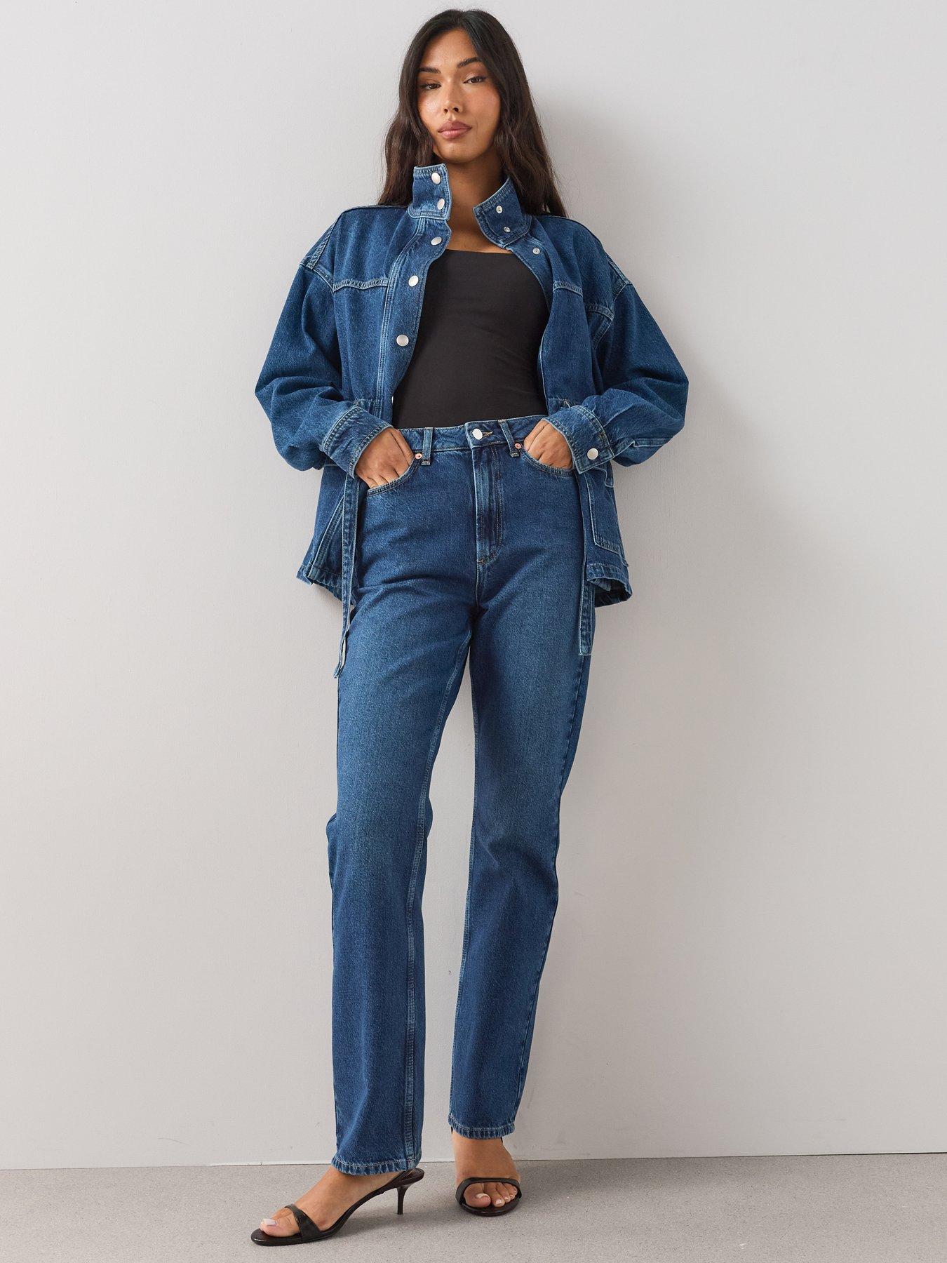 Image 3 of 7 of The Very Collection Co-Ord Funnel Neck Jacket - Mid Wash