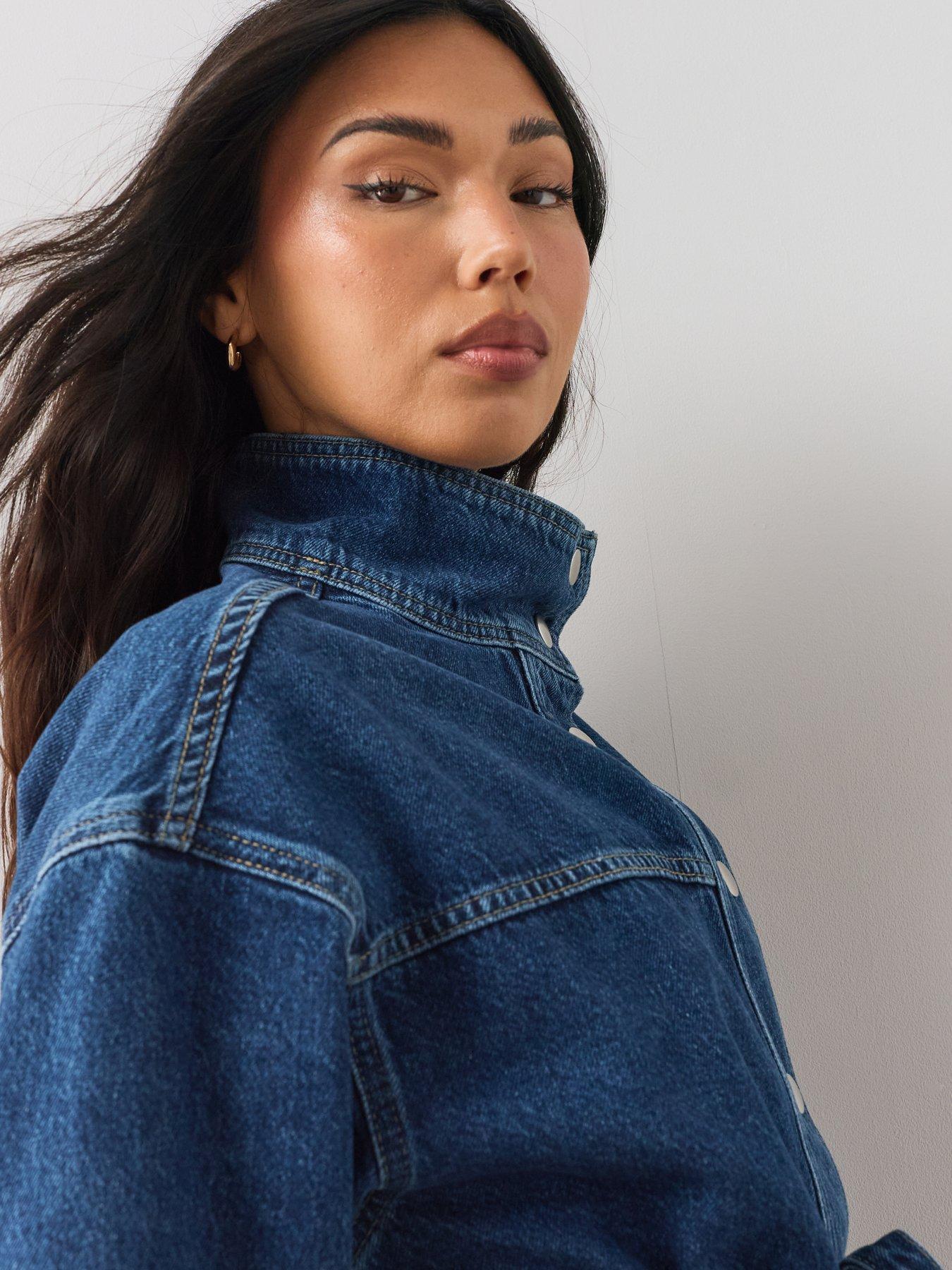 Image 5 of 7 of The Very Collection Co-Ord Funnel Neck Jacket - Mid Wash