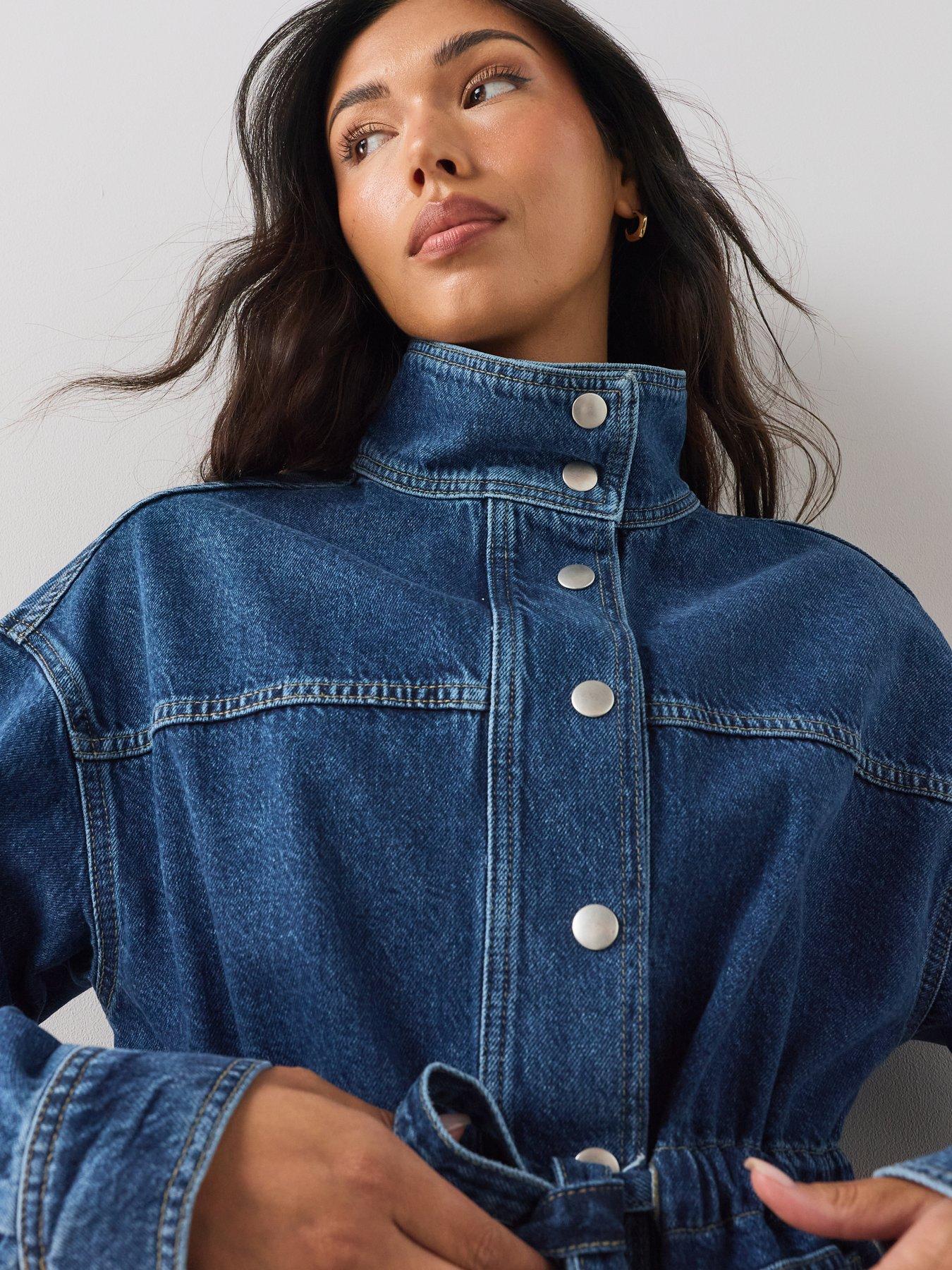 Image 6 of 7 of The Very Collection Co-Ord Funnel Neck Jacket - Mid Wash
