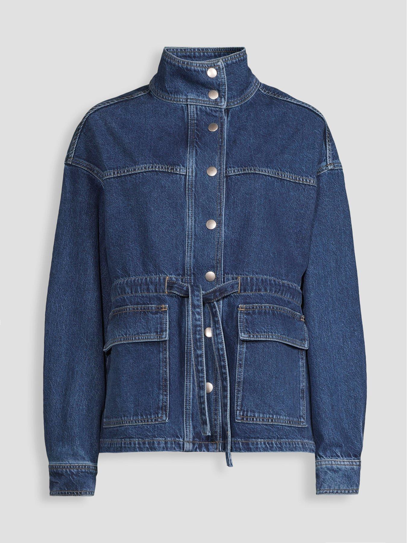 Image 7 of 7 of The Very Collection Co-Ord Funnel Neck Jacket - Mid Wash