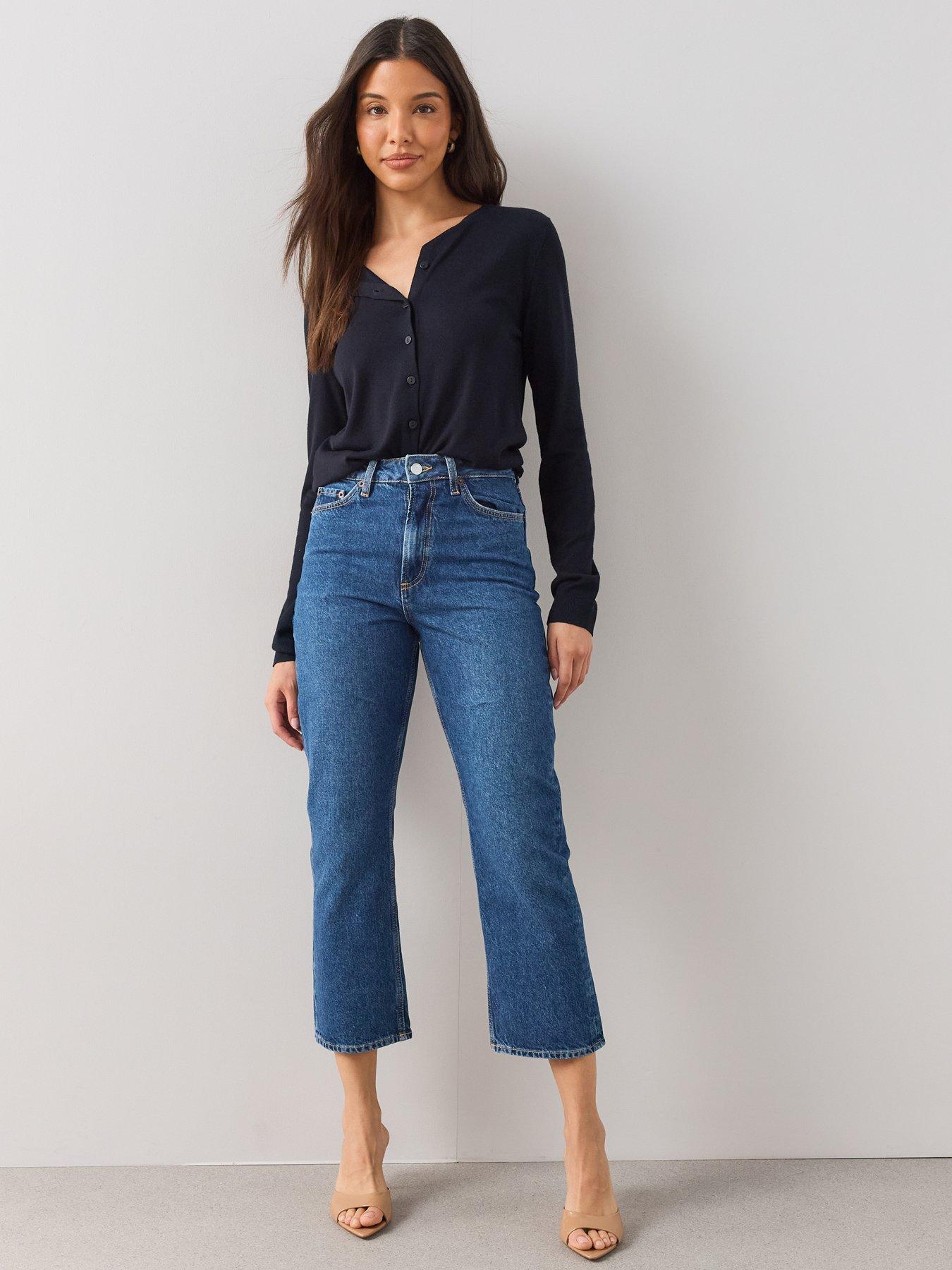 The Very Collection High Waist Straight Crop Jeans - Mid Wash