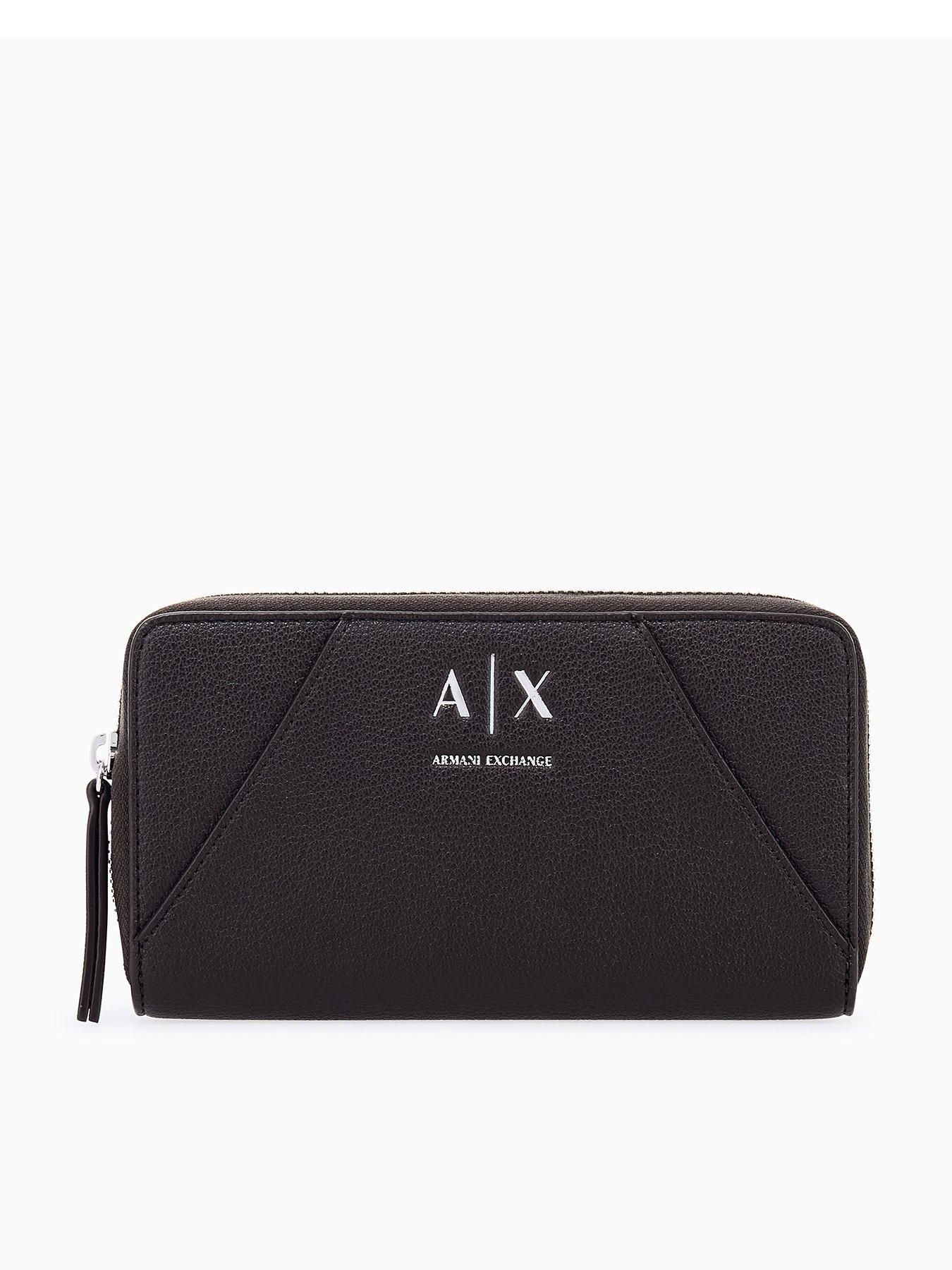 Image 1 of 1 of Armani Exchange Womens Isabel Zip-Around Logo Purse - Black