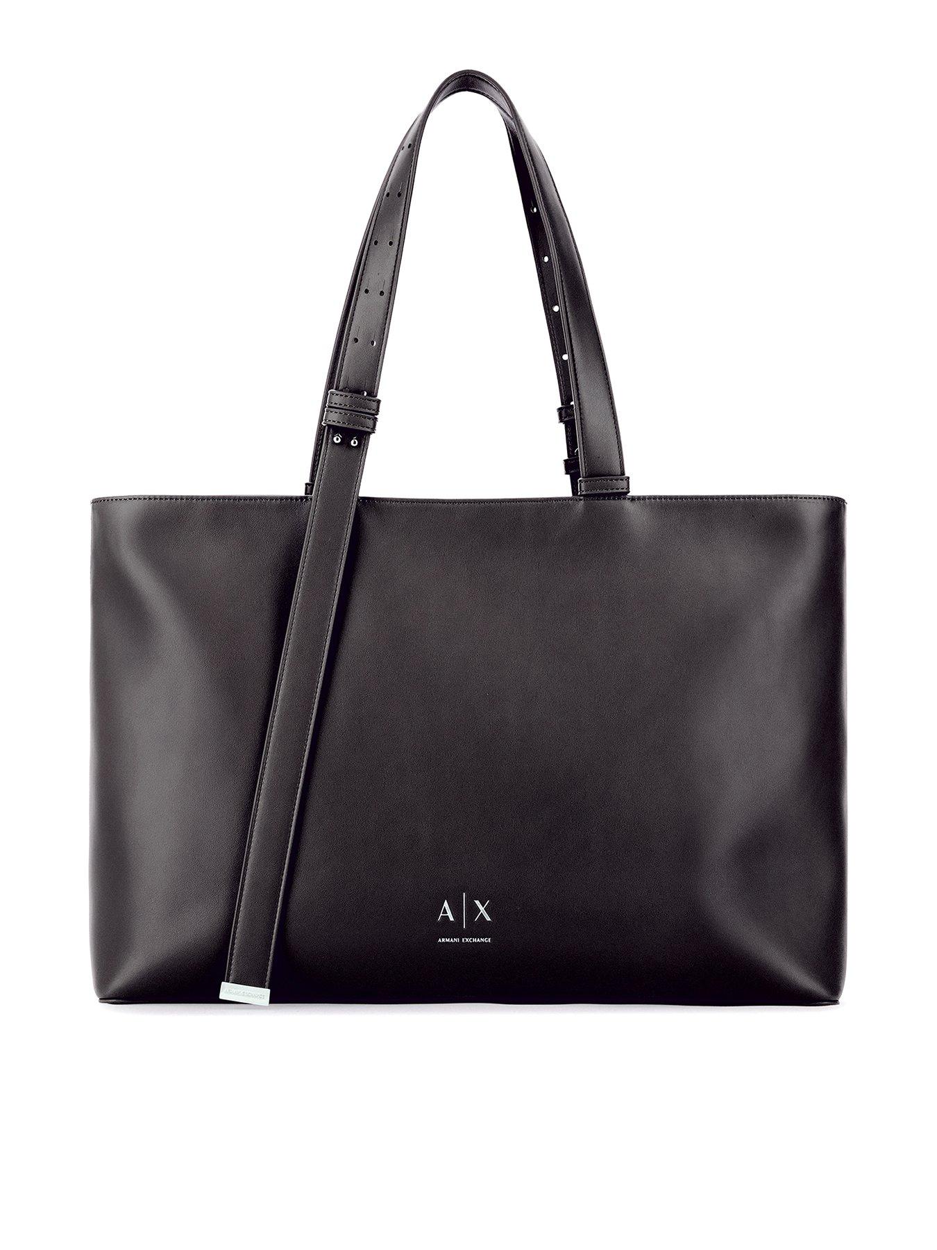 Image 1 of 1 of Armani Exchange Womens Minimal Logo Spacious Tote Bag - Black