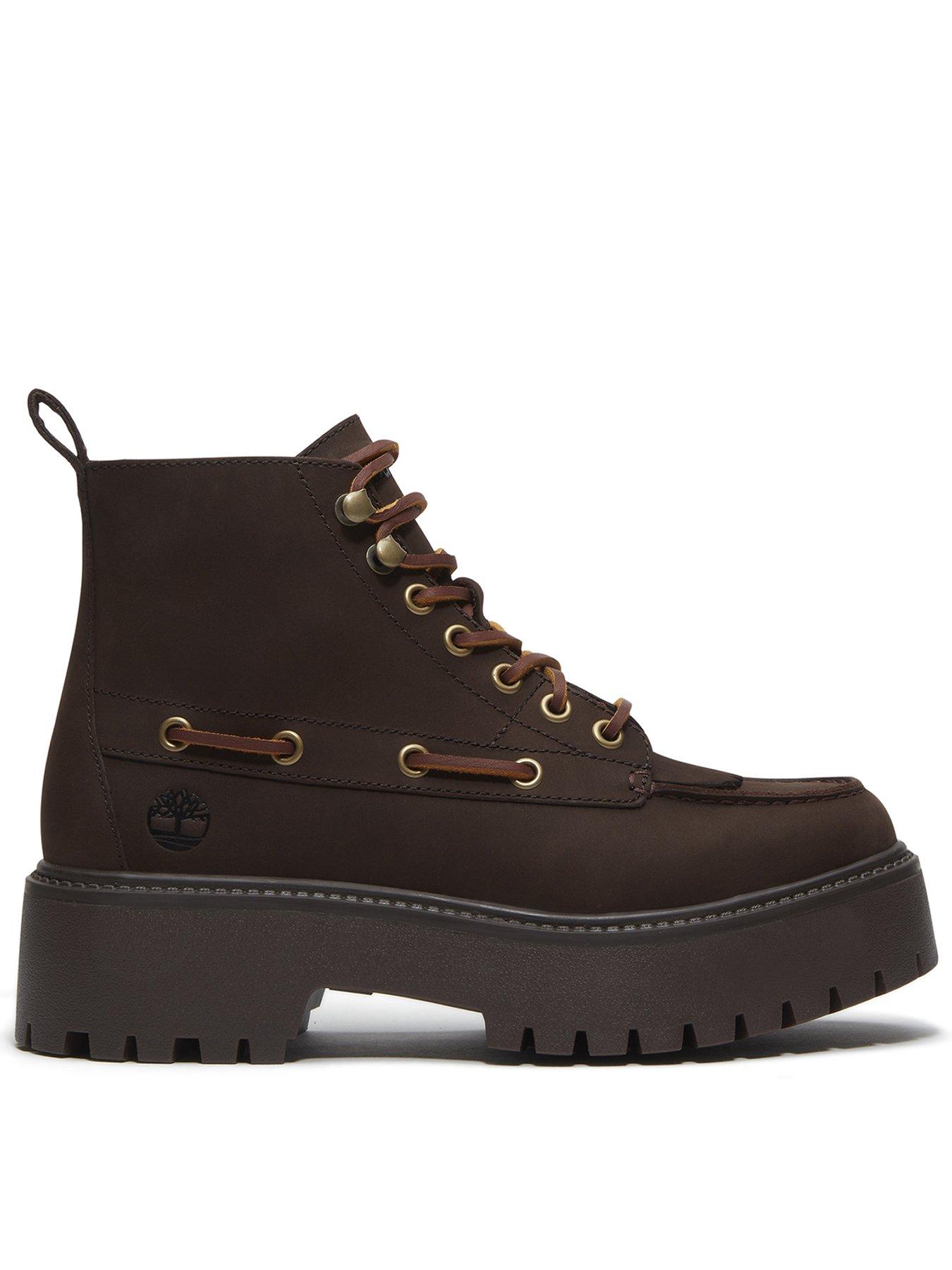 Image 1 of 7 of Timberland Womens Stone Street Lace Up Chunky Lug Sole Boots - Brown