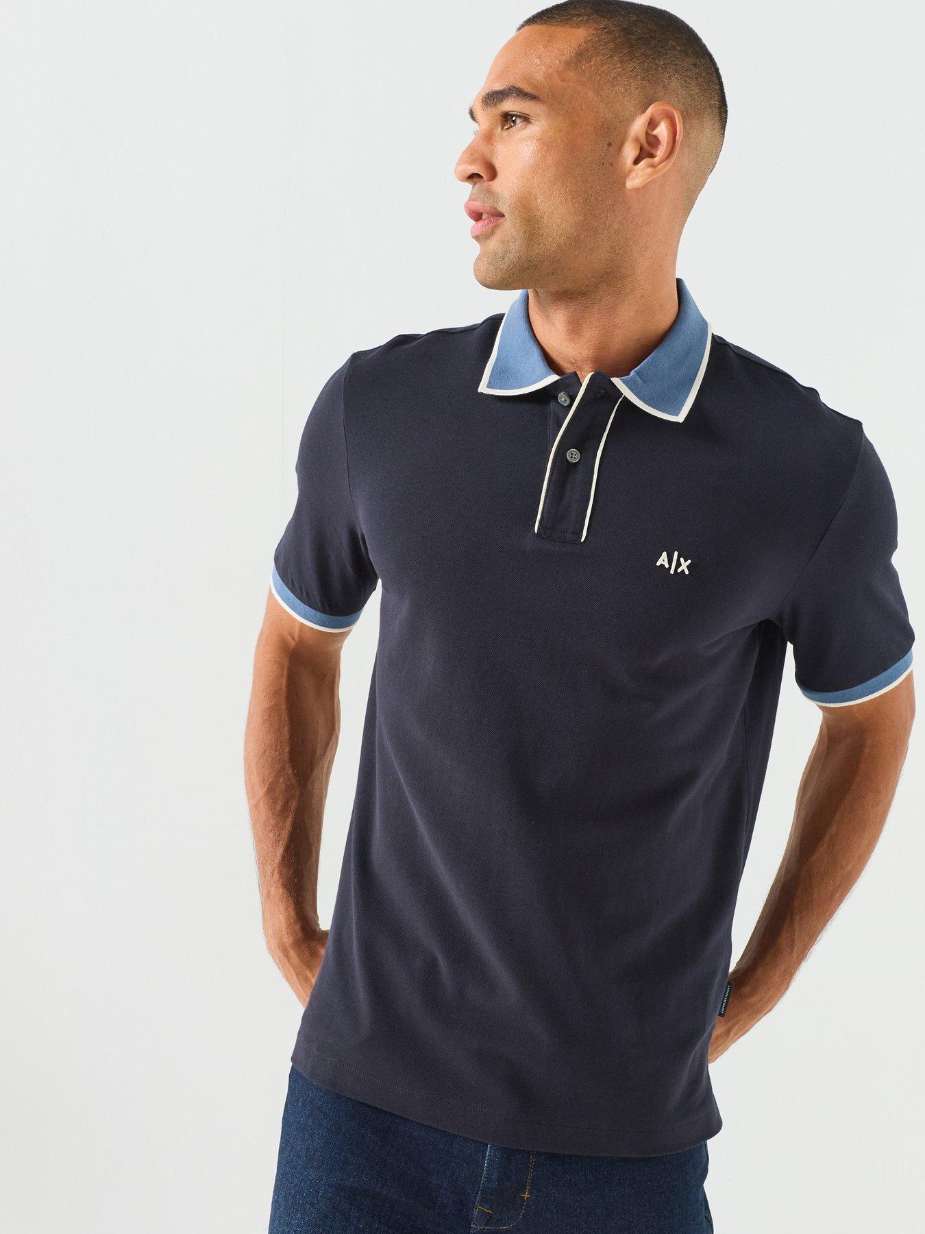 Armani Exchange Contrast Colour Polo Shirt - Navy