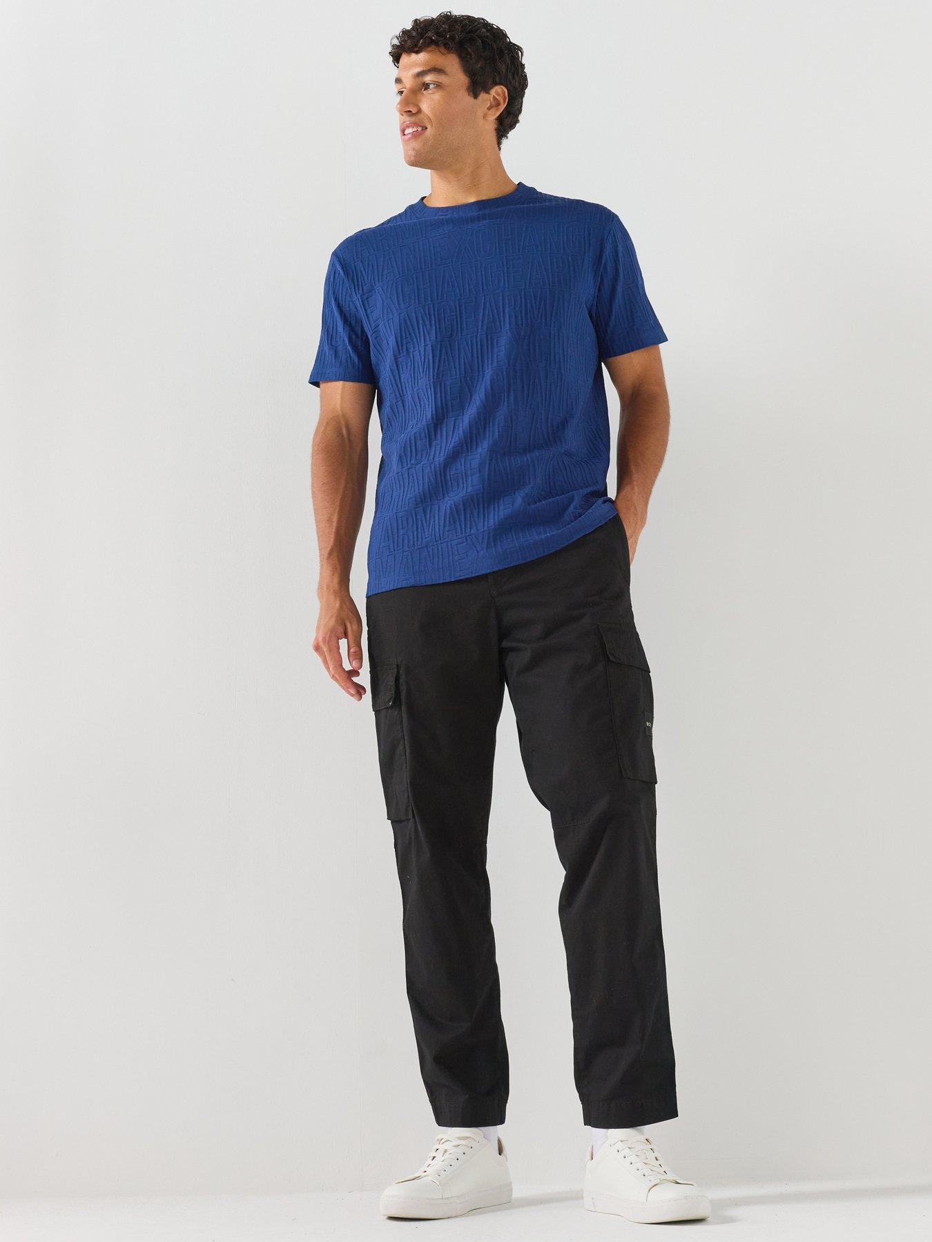 Armani Exchange Armani Exchange All Over Tonal Logo T-shirt - Bright Blue
