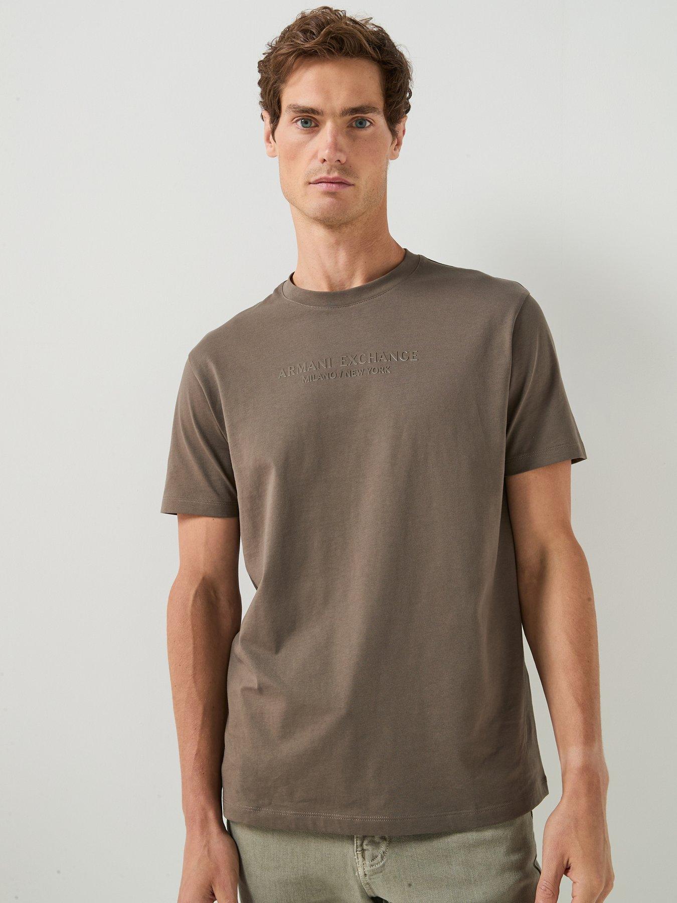 Armani Exchange 3D New York/Milan Logo T-Shirt - Brown