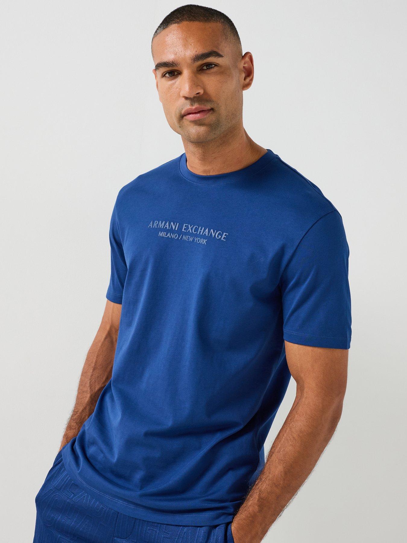 Armani Exchange 3D Ny Milan Logo T-Shirt - Bright Blue