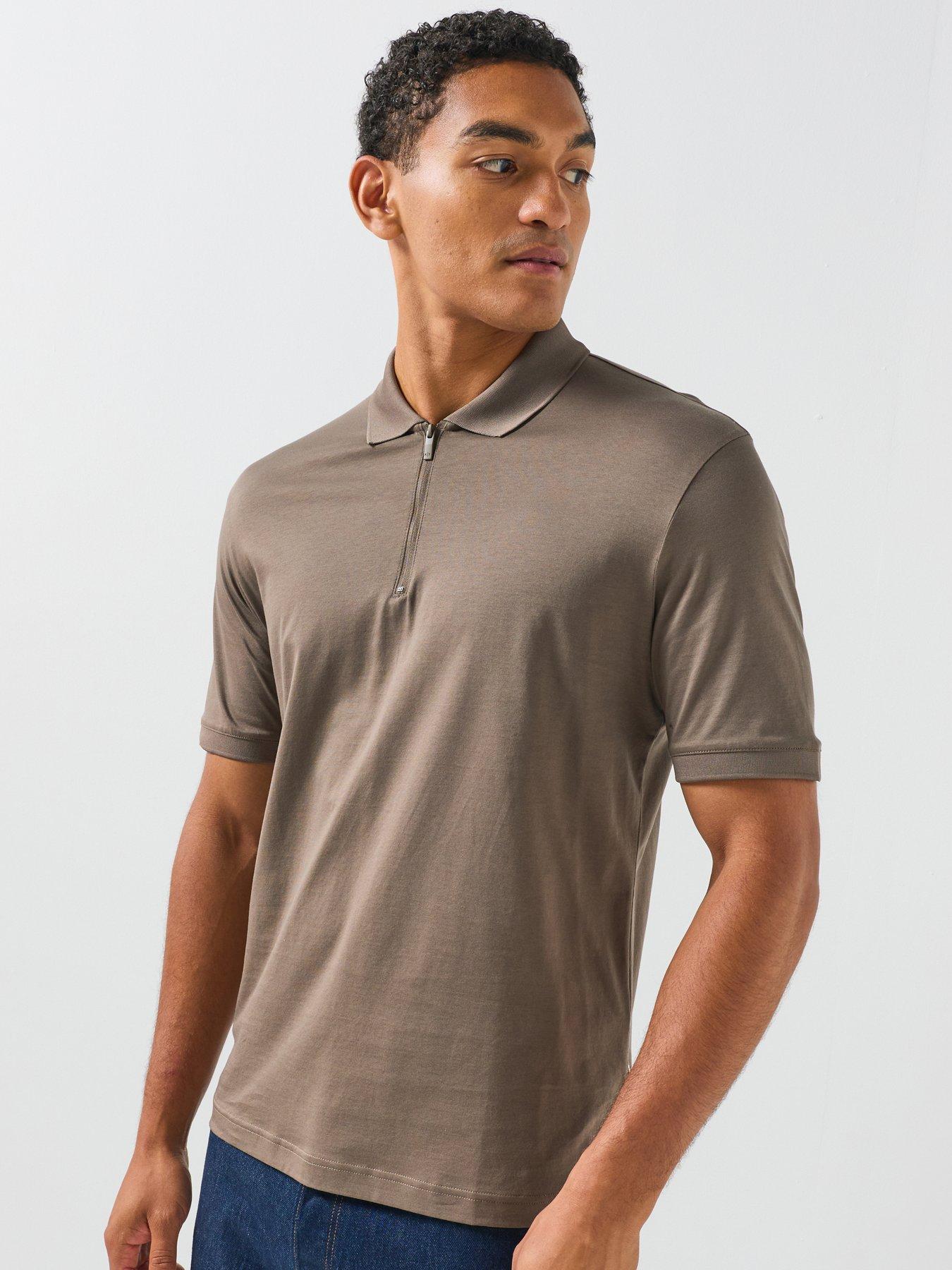 Armani Exchange Armani Exchange Zip Neck Polo Shirt - Brown