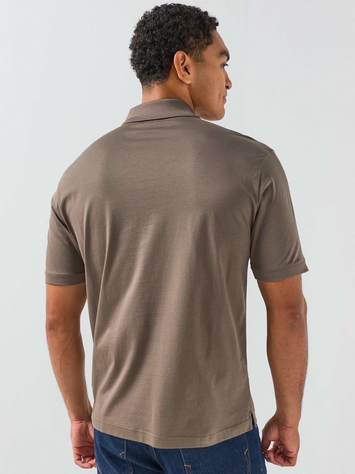 Image 2 of 6 of Armani Exchange Zip Neck Polo Shirt - Brown