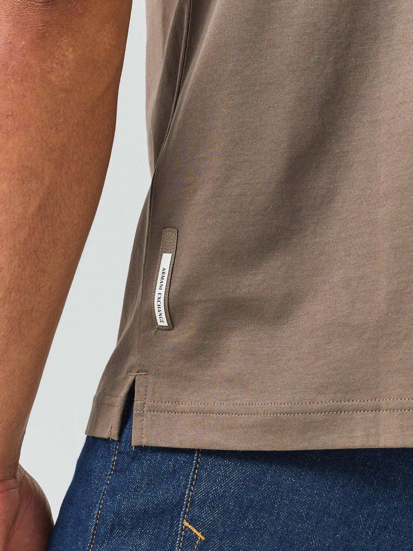 Image 6 of 6 of Armani Exchange Zip Neck Polo Shirt - Brown