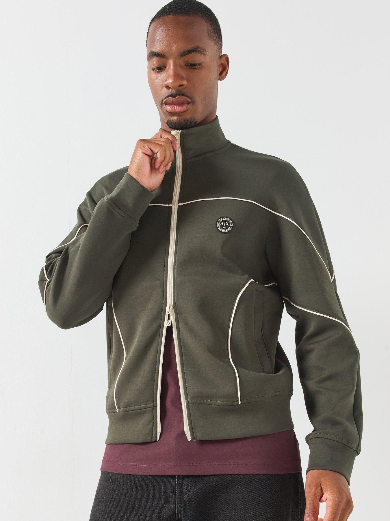 Image 6 of 6 of Armani Exchange Circle Badge Logo Piped Track Top - Black