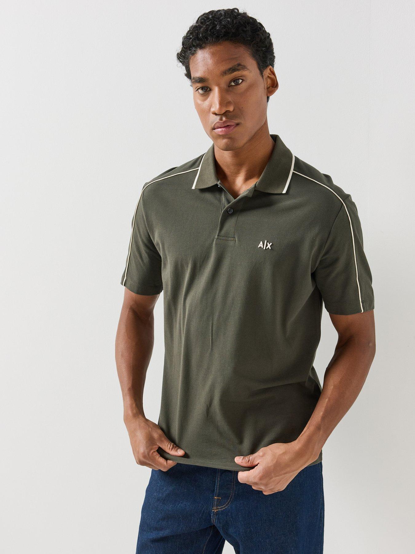Image 1 of 5 of Armani Exchange Piped Polo Shirt - Black