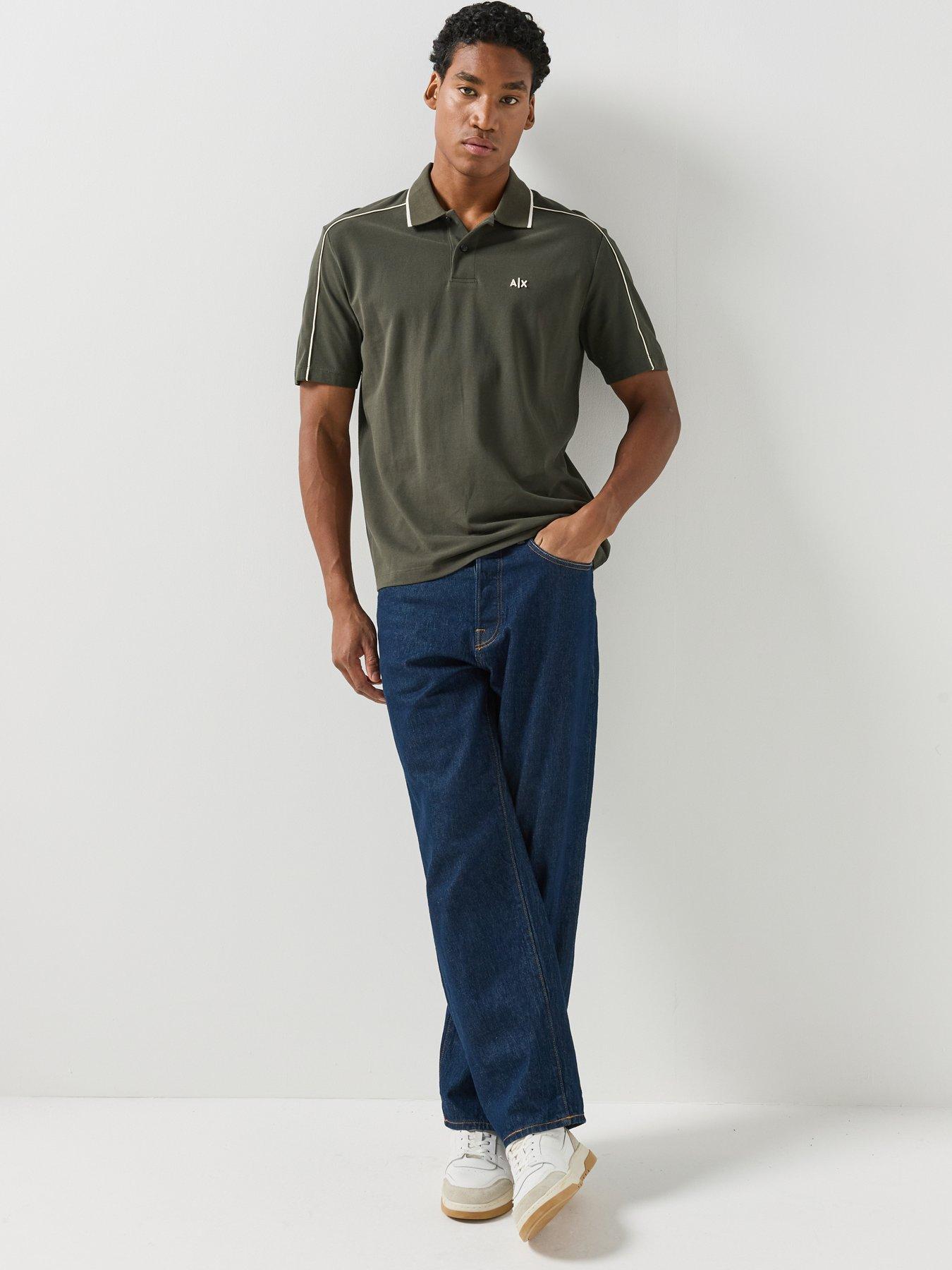 Image 3 of 5 of Armani Exchange Piped Polo Shirt - Black