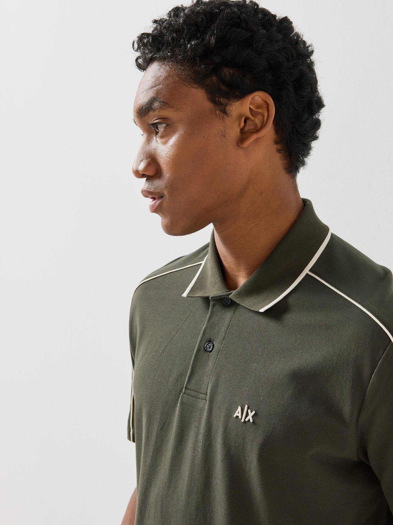 Image 4 of 5 of Armani Exchange Piped Polo Shirt - Black
