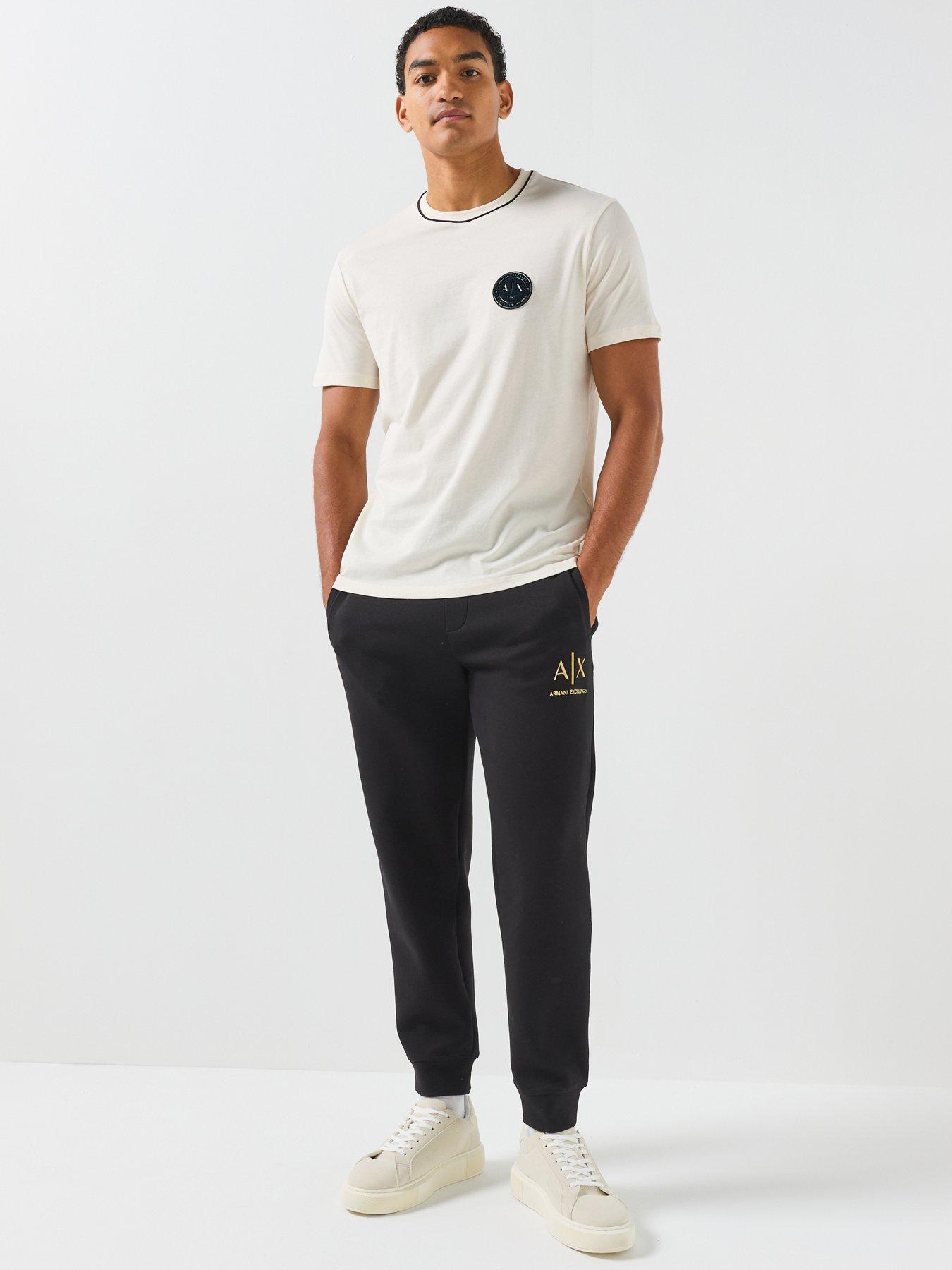 Image 3 of 6 of Armani Exchange Flock Badge Logo T-Shirt - Off White