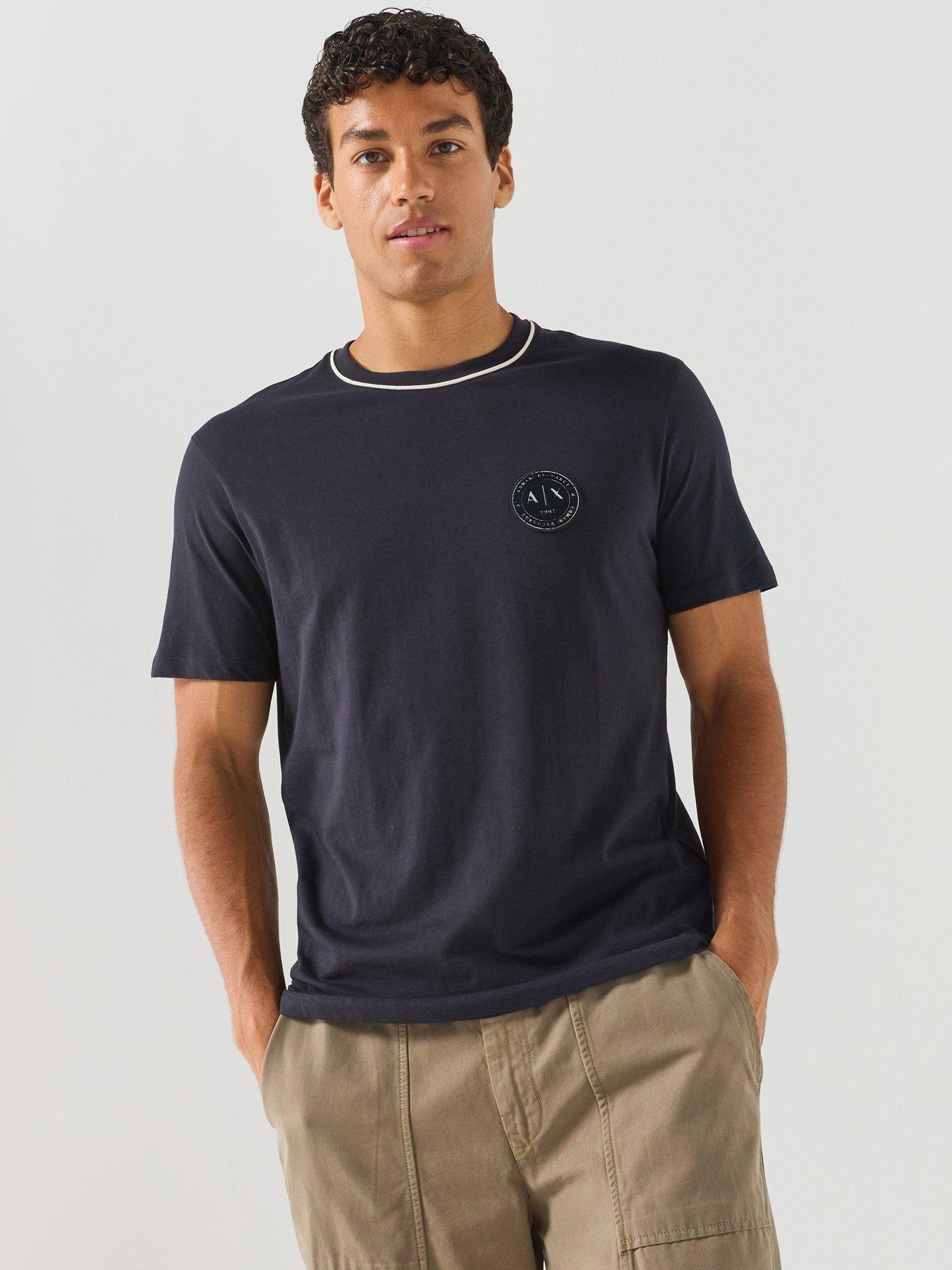 Armani Exchange Armani Exchange Flock Badge Logo T-shirt - Navy
