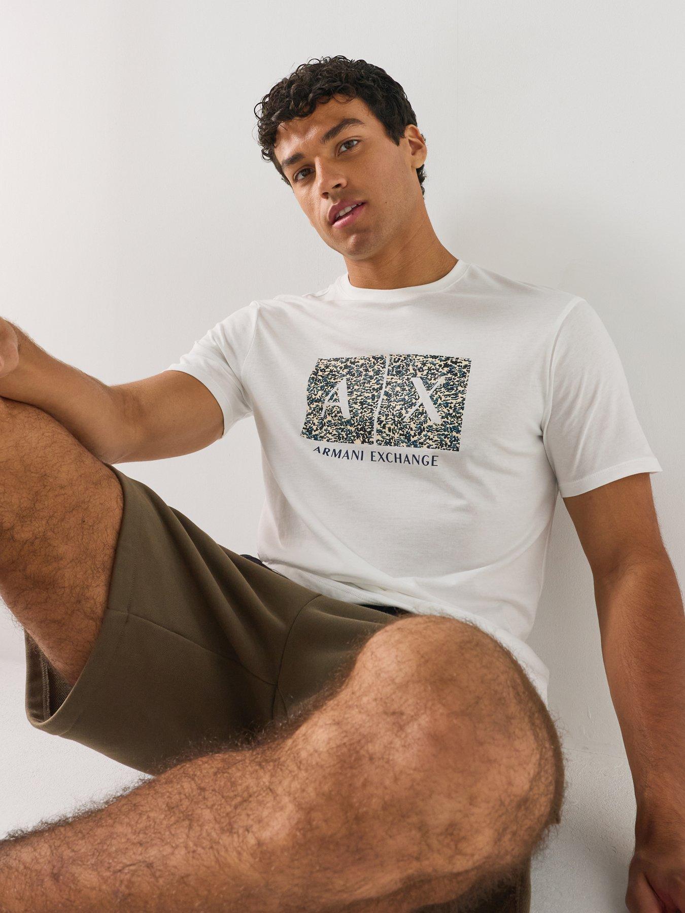 Image 4 of 5 of Armani Exchange Large Box Logo T-Shirt - Off White
