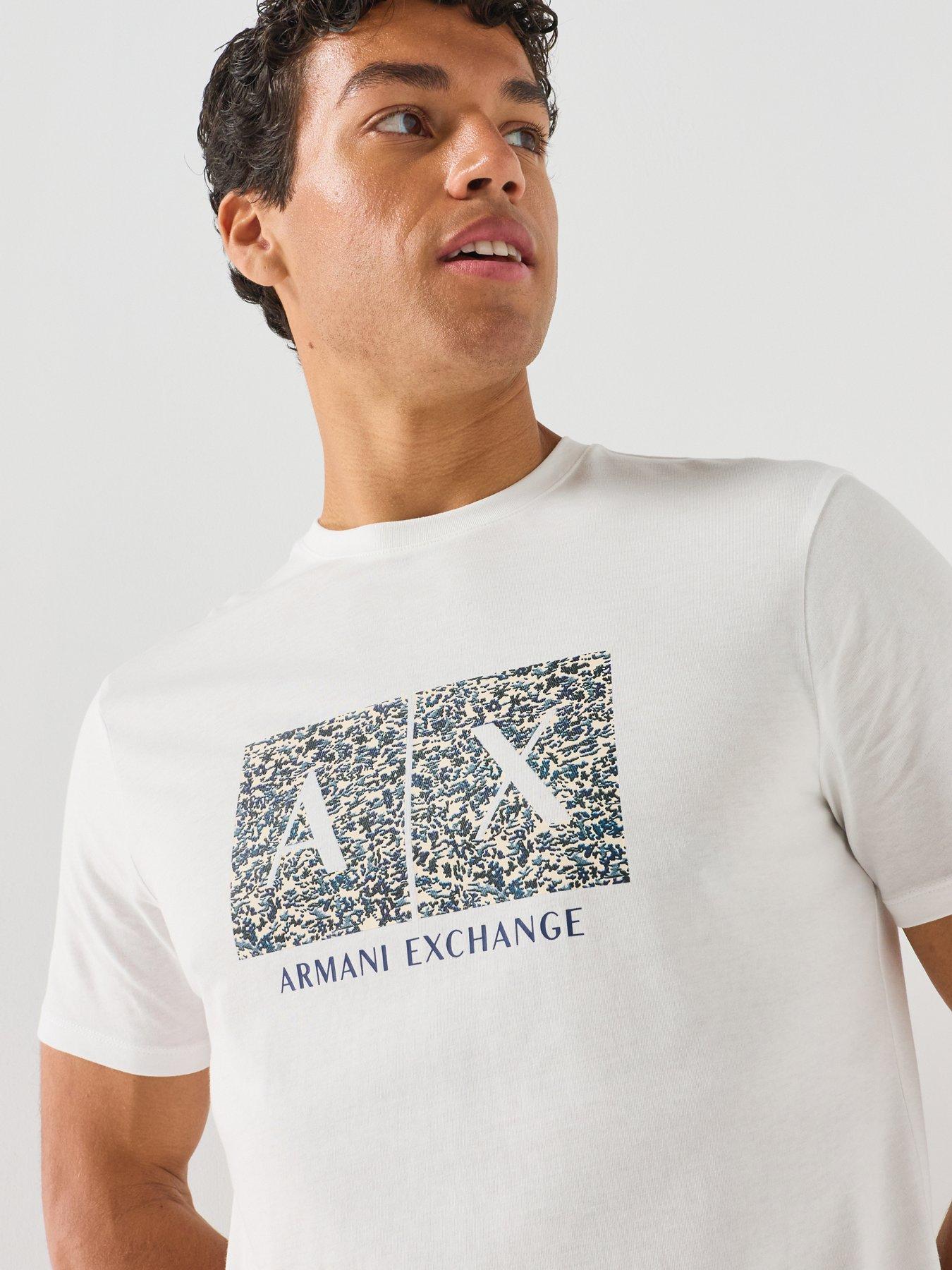 Image 5 of 5 of Armani Exchange Large Box Logo T-Shirt - Off White