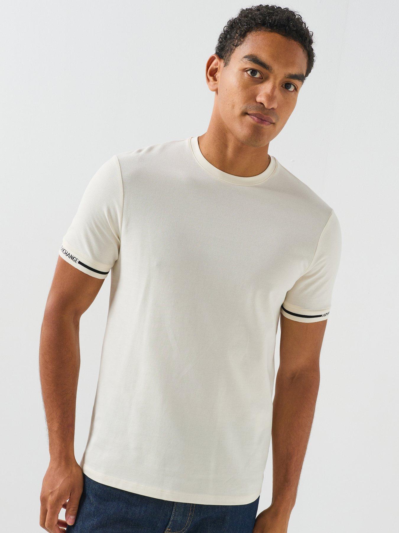 Armani Exchange Armani Exchange Tipped Logo Cuff T-shirt - Off White