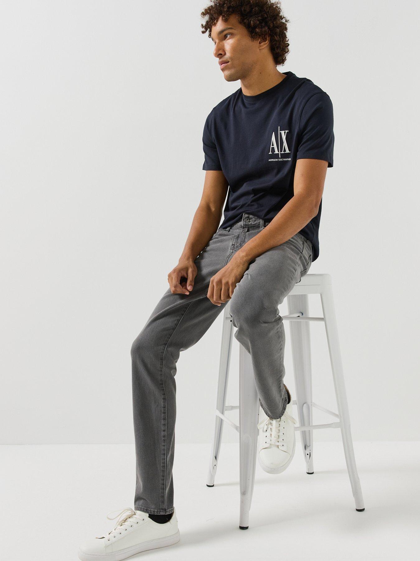 Image 4 of 5 of Armani Exchange Mens Slim Fit Stretch Jeans - Light Grey