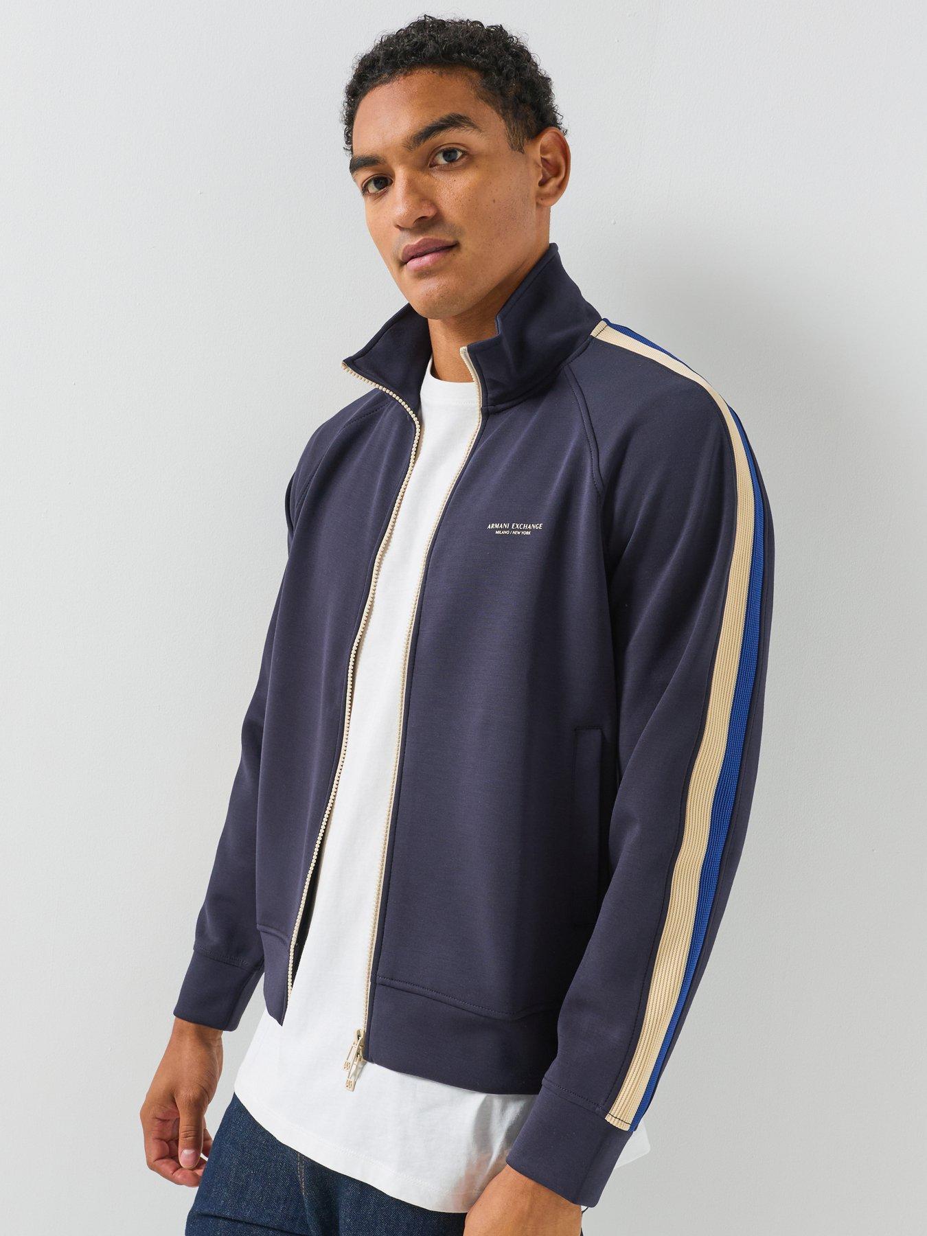 Armani Exchange Felpa Taped Zip Through Track Top - Navy