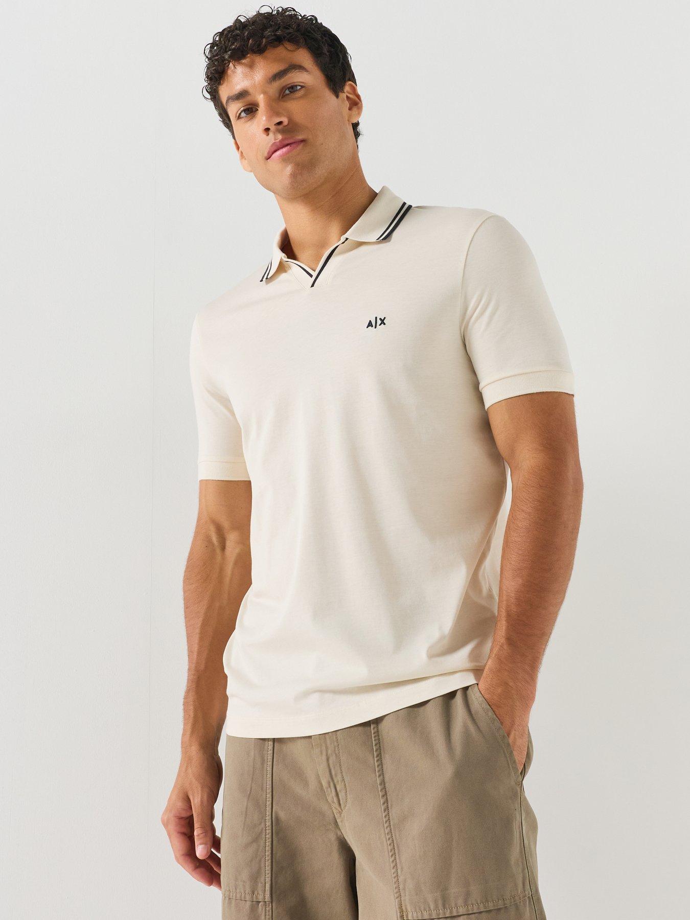 Armani Exchange Armani Exchange Open Collar Polo Shirt - Off White
