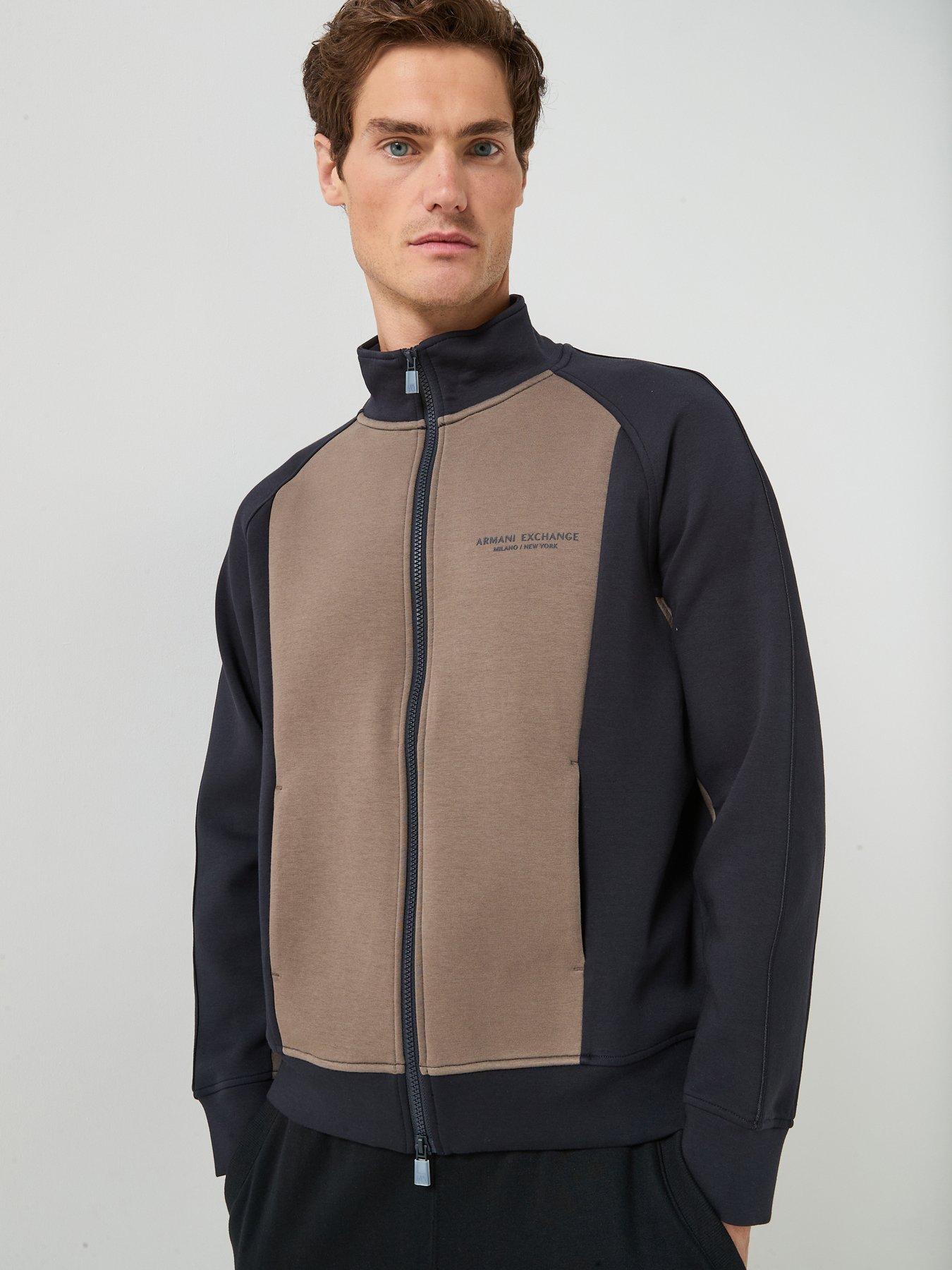 Armani Exchange Colour Block Zip Through Track Top - Navy