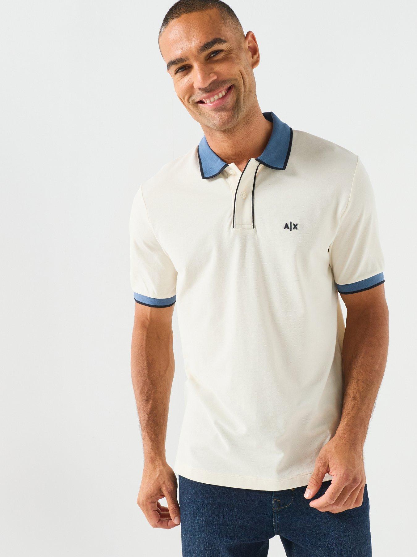Armani Exchange Regular Fit Polo Shirt in Cotton Piqué - Off White