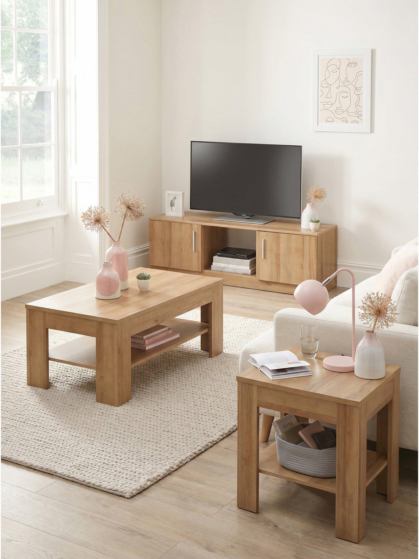 Image 1 of 7 of The Very Collection Panama 3 Piece Package - Side Table, Coffee Table and&nbsp;TV Unit - Dark Oak - FSC&reg; Certified
