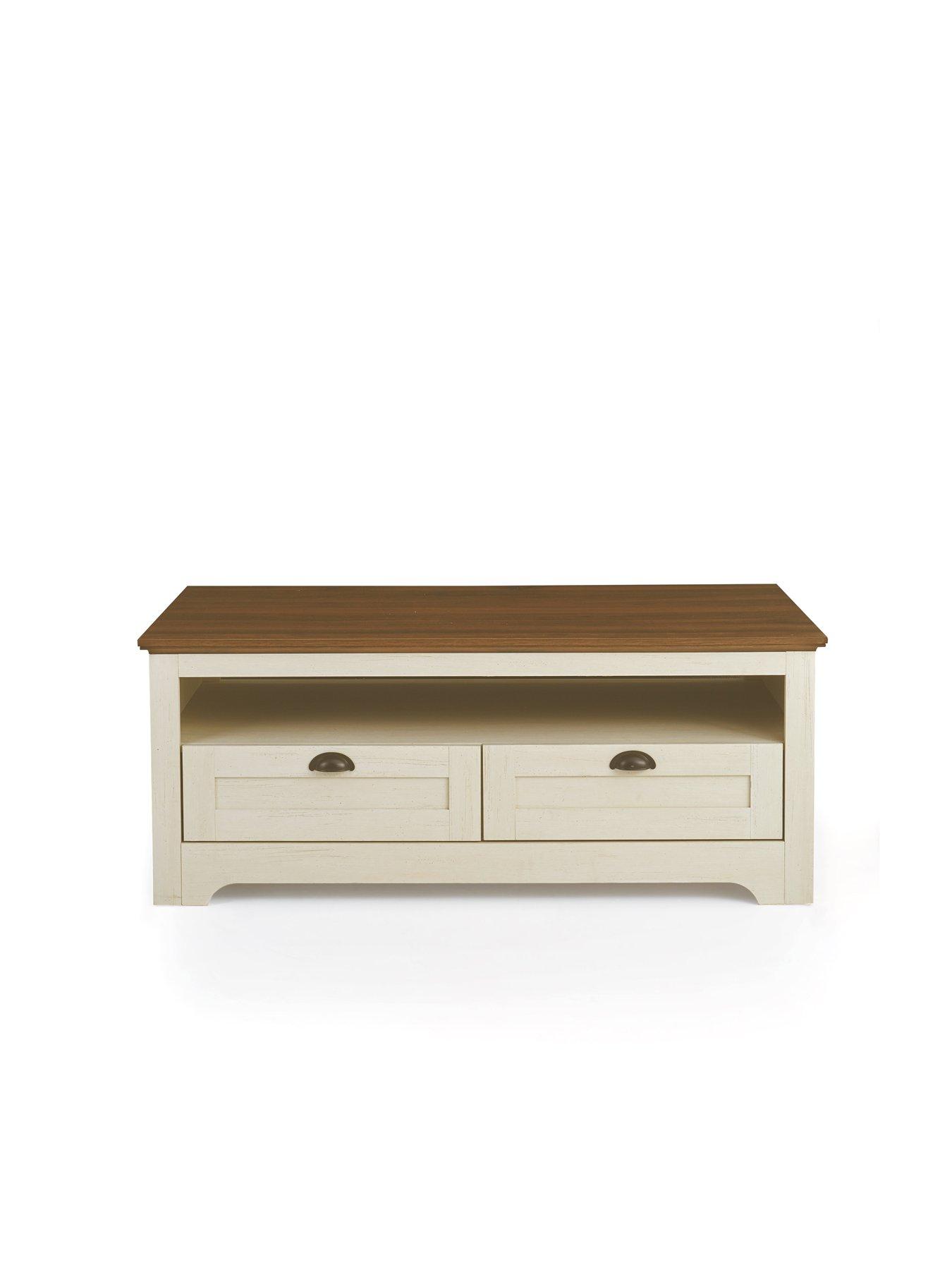 Image 3 of 7 of The Very Collection New Devon 3 Piece&nbsp;Package - Lamp Table, Coffee Table, TV&nbsp;Unit - Ivory/Walnut