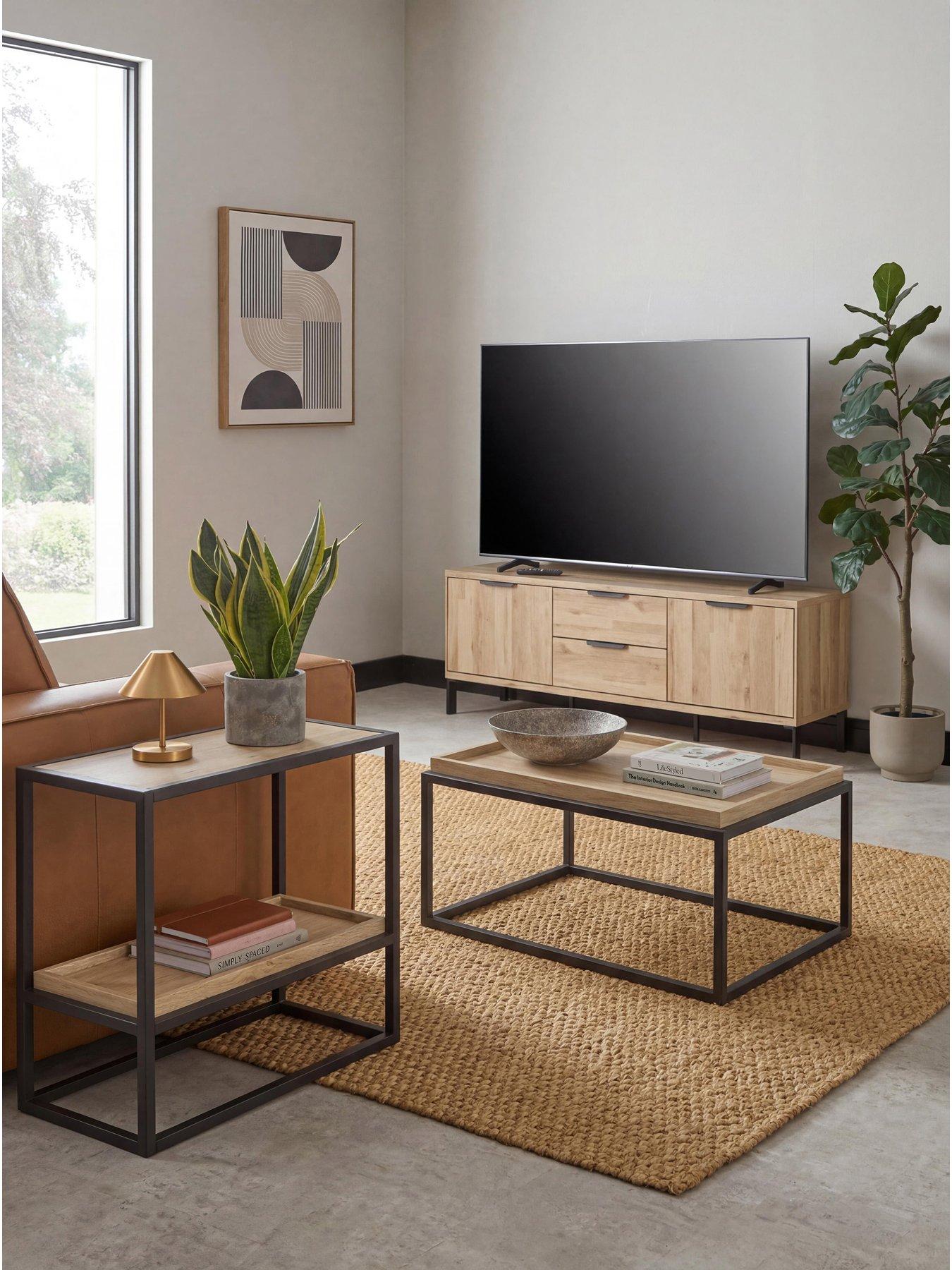 Image 1 of 7 of The Very Collection Harlem 3 Piece Package - End Table, Coffee Table and TV Unit - Light Oak - FSC&reg; Certified