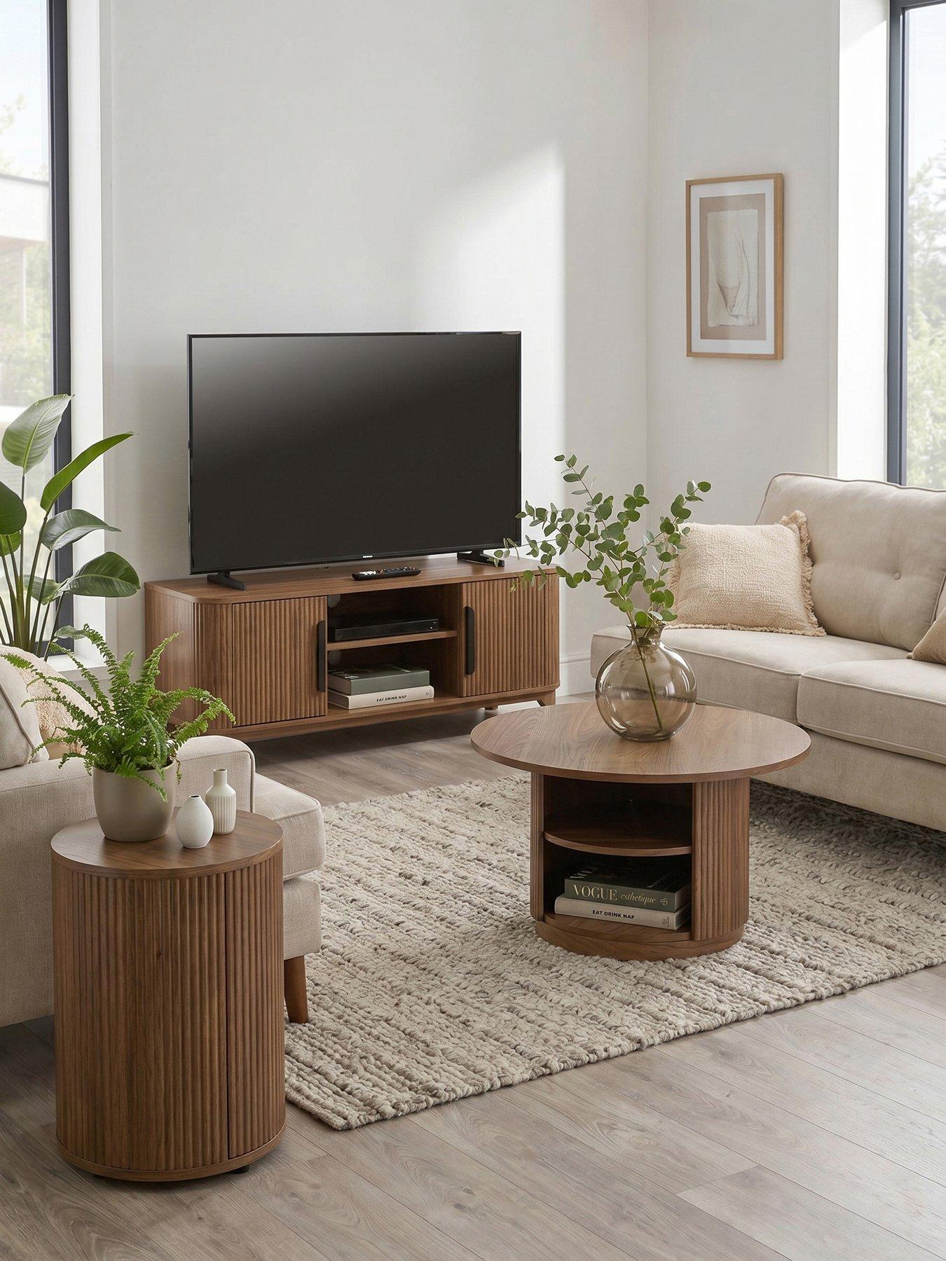 The Very Collection Carina 3 Piece Package Deal - Side Table, Coffee Table and TV Unit - Mid Oak - FSC® Certified
