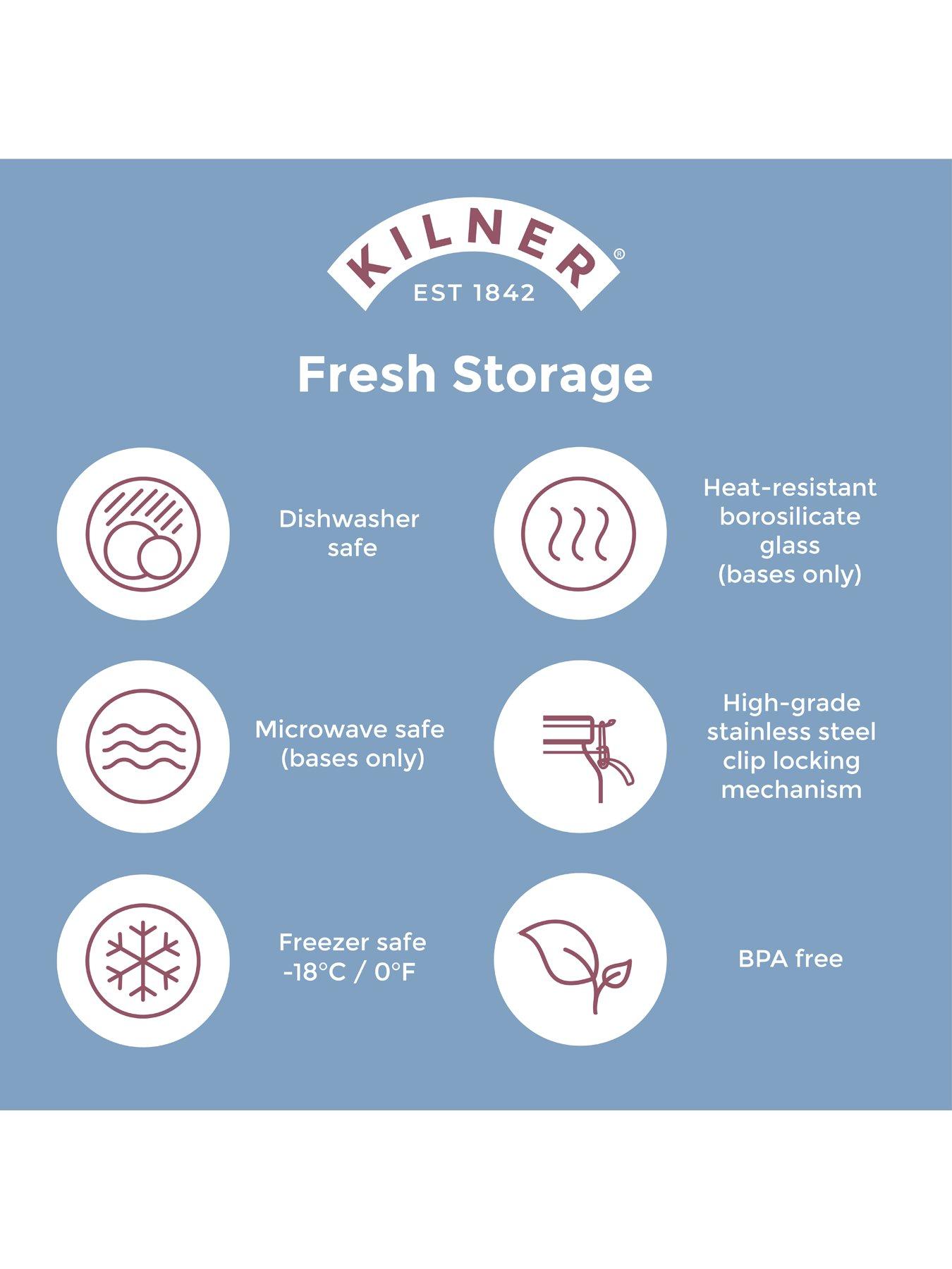 Image 5 of 6 of KILNER New Fresh Storage Square 0.8 L Set Of 3