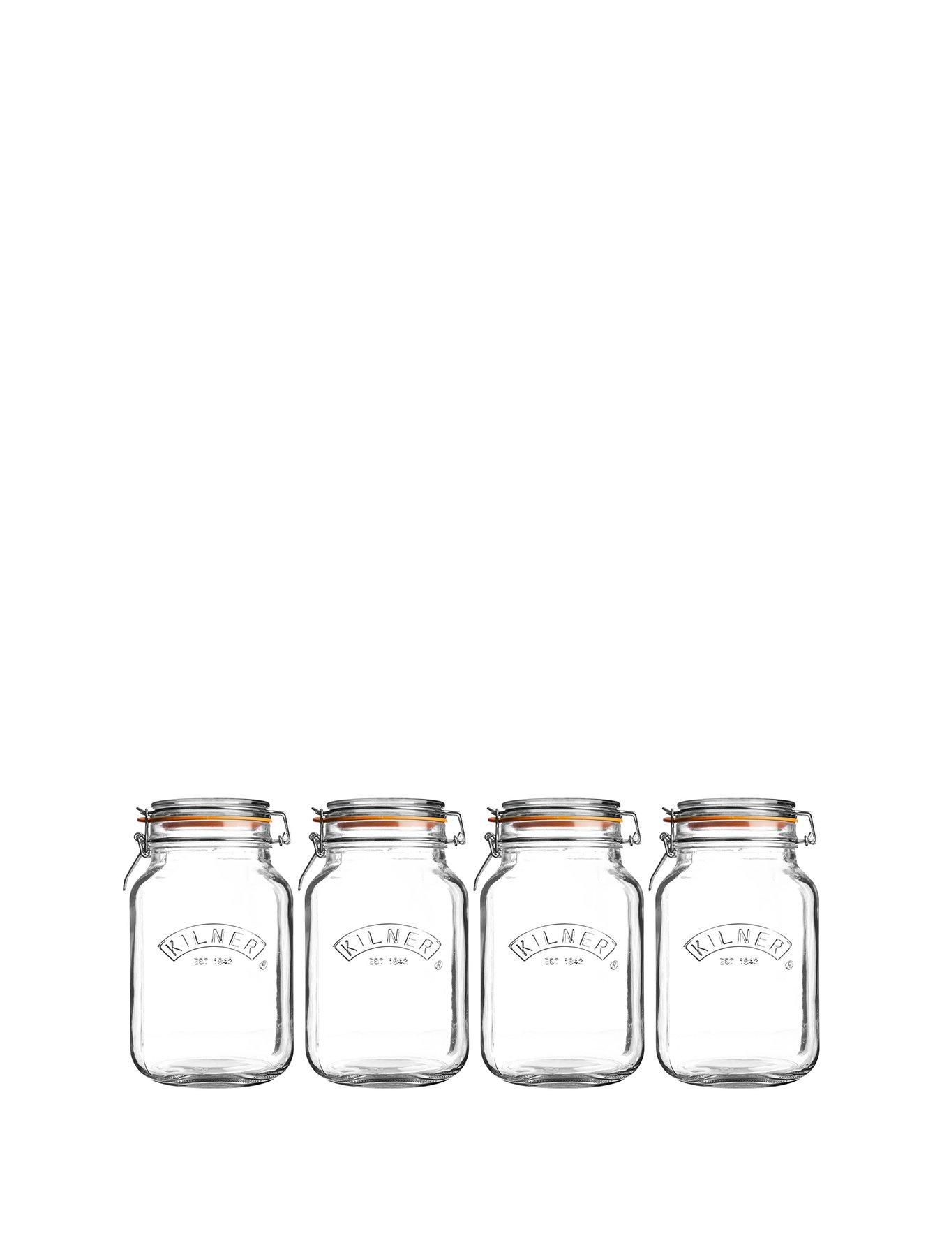 Image 2 of 7 of KILNER Set Of 4 Clip Top Square Jars 1.5 Litre