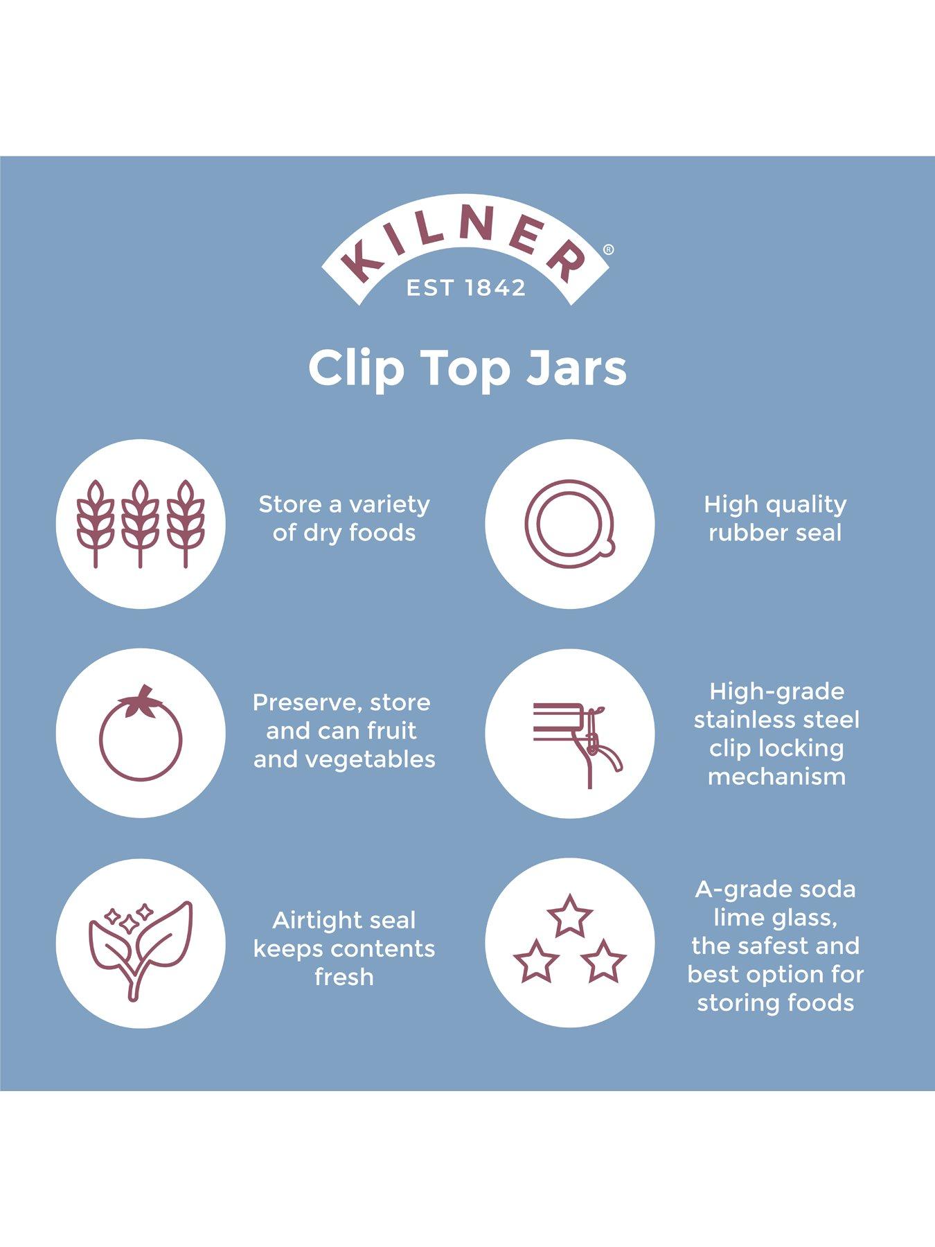 Image 5 of 7 of KILNER Set Of 4 Clip Top Square Jars 1.5 Litre