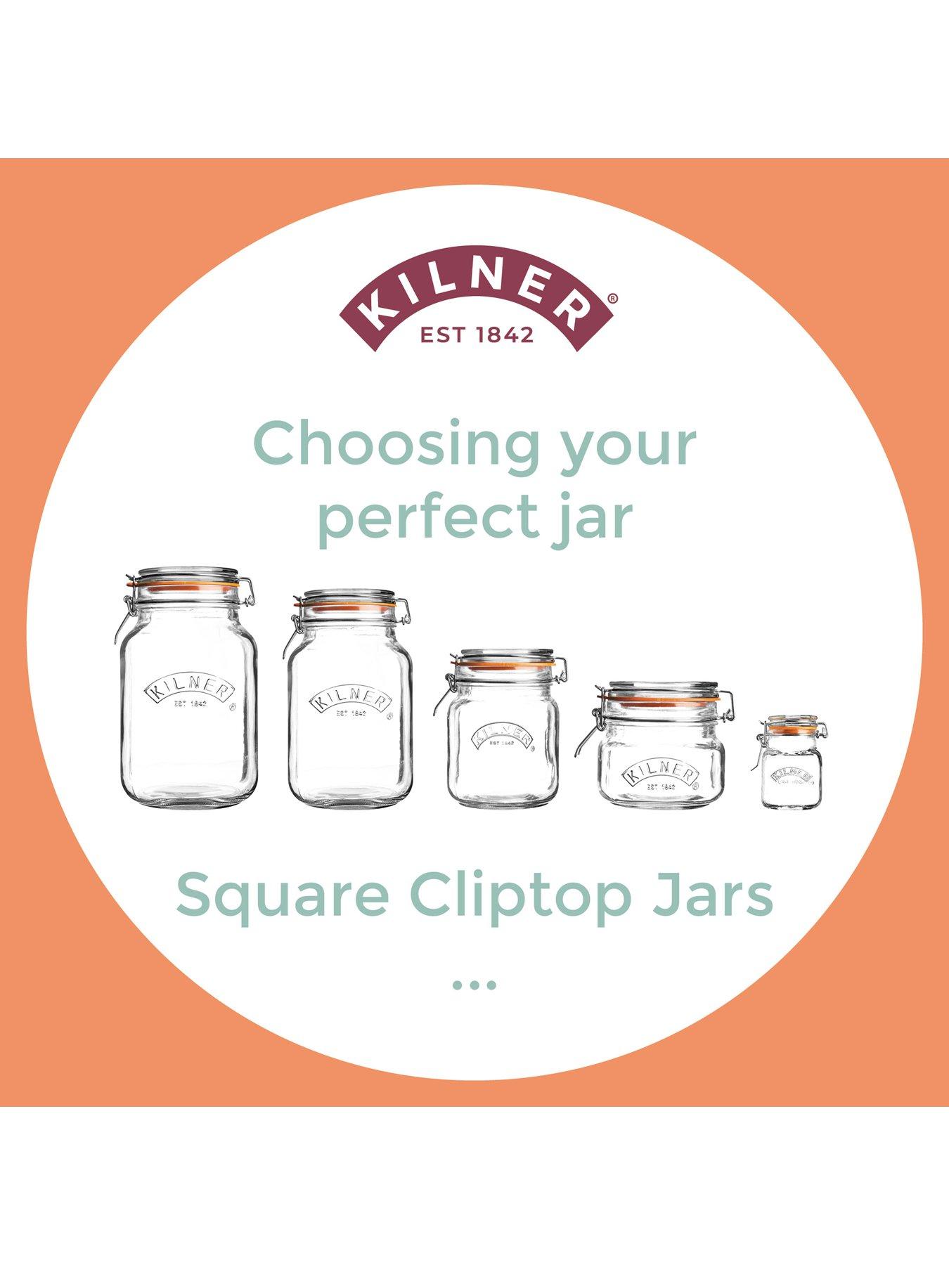 Image 7 of 7 of KILNER Set Of 4 Clip Top Square Jars 1.5 Litre