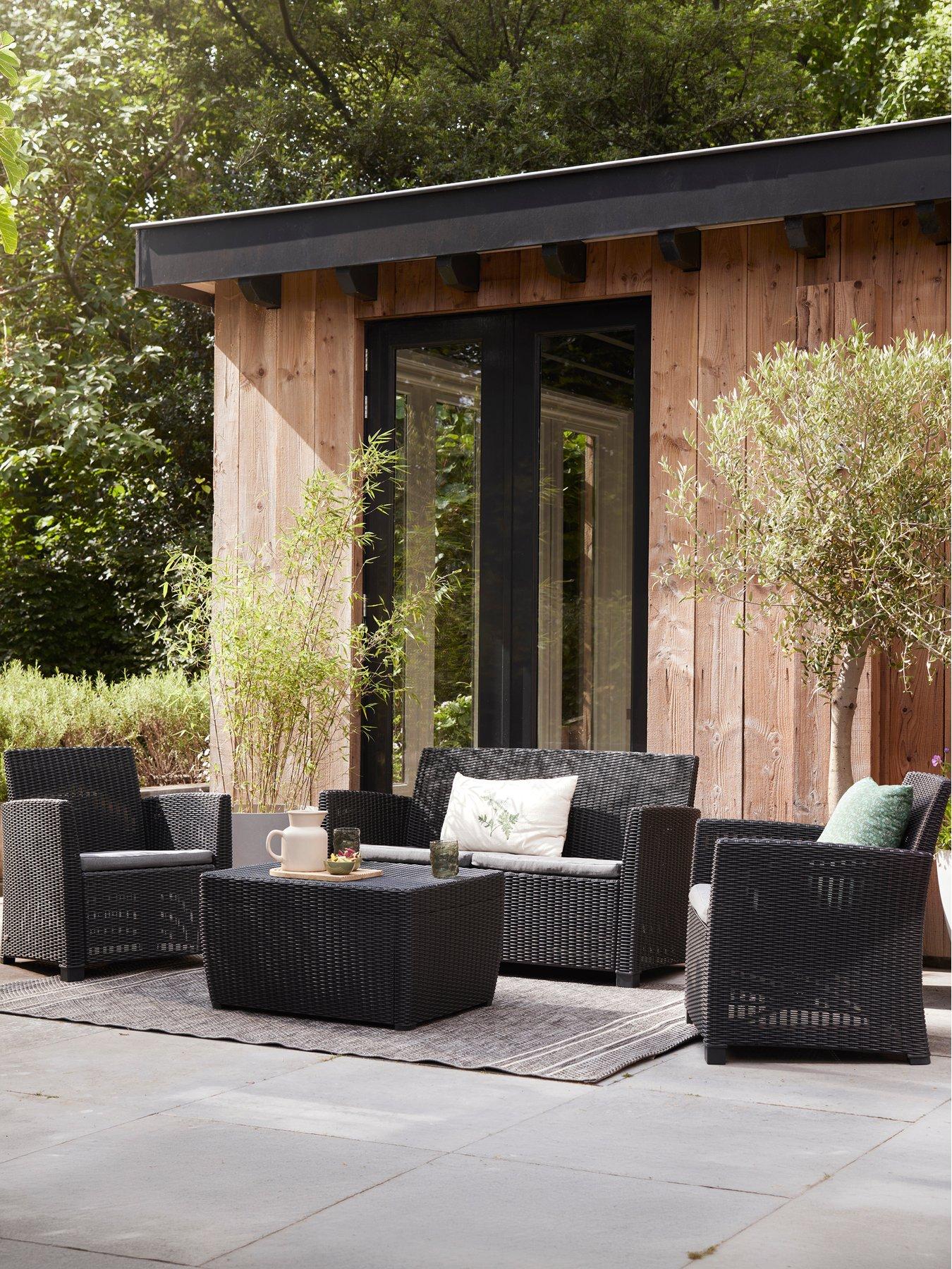 Keter Mia 4 Seater Lounge Set, With Storage Table - Graphite