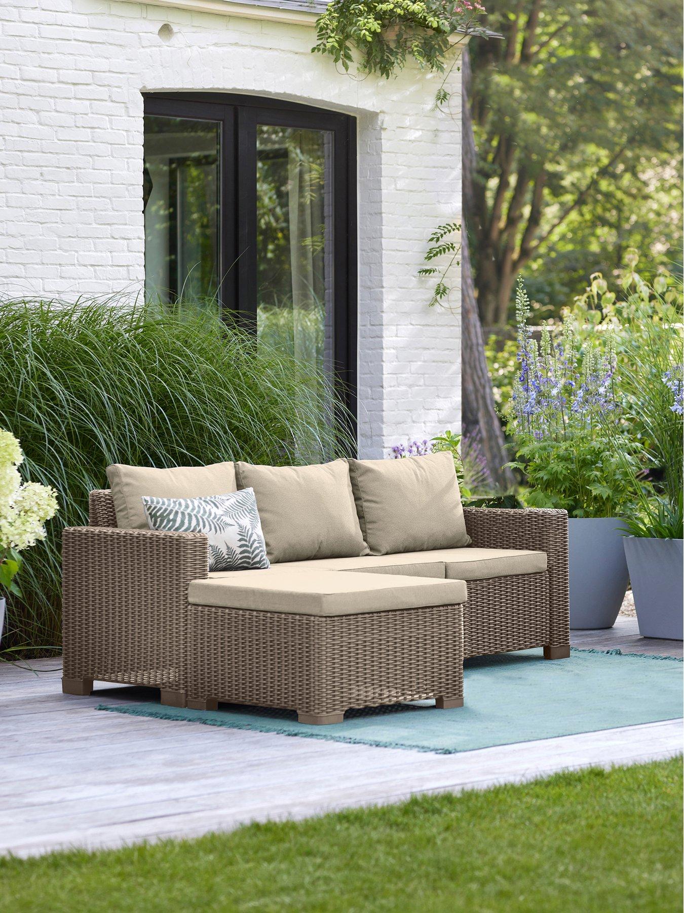 Keter California 3 Seater Chaise Longue Lounge Set - Cappuccino