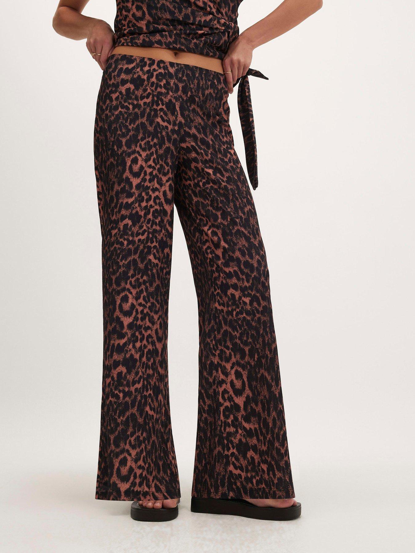 River Island Aop Leopard Texture Trouser - Brown