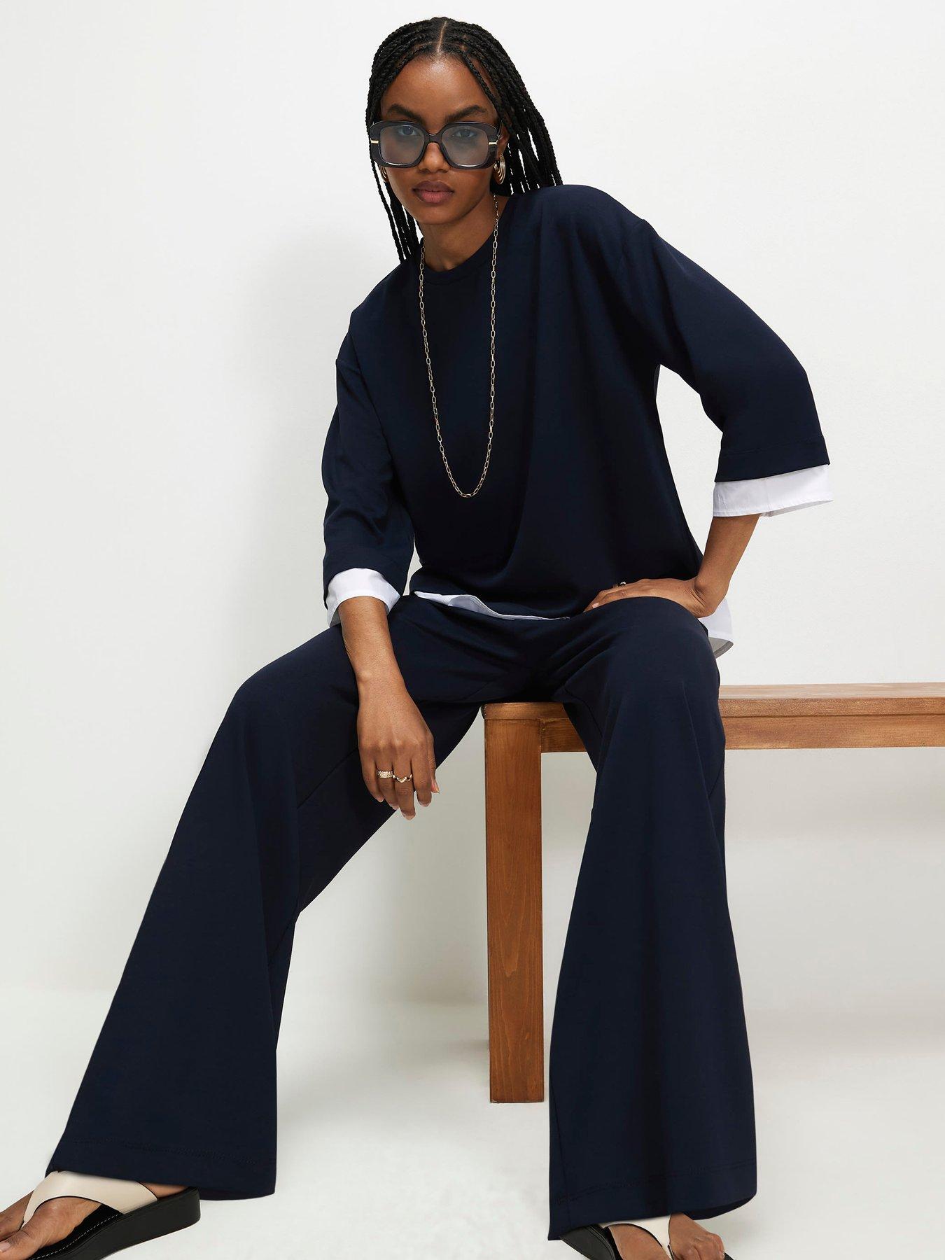 River Island Premium Wide Leg Trousers - Blue