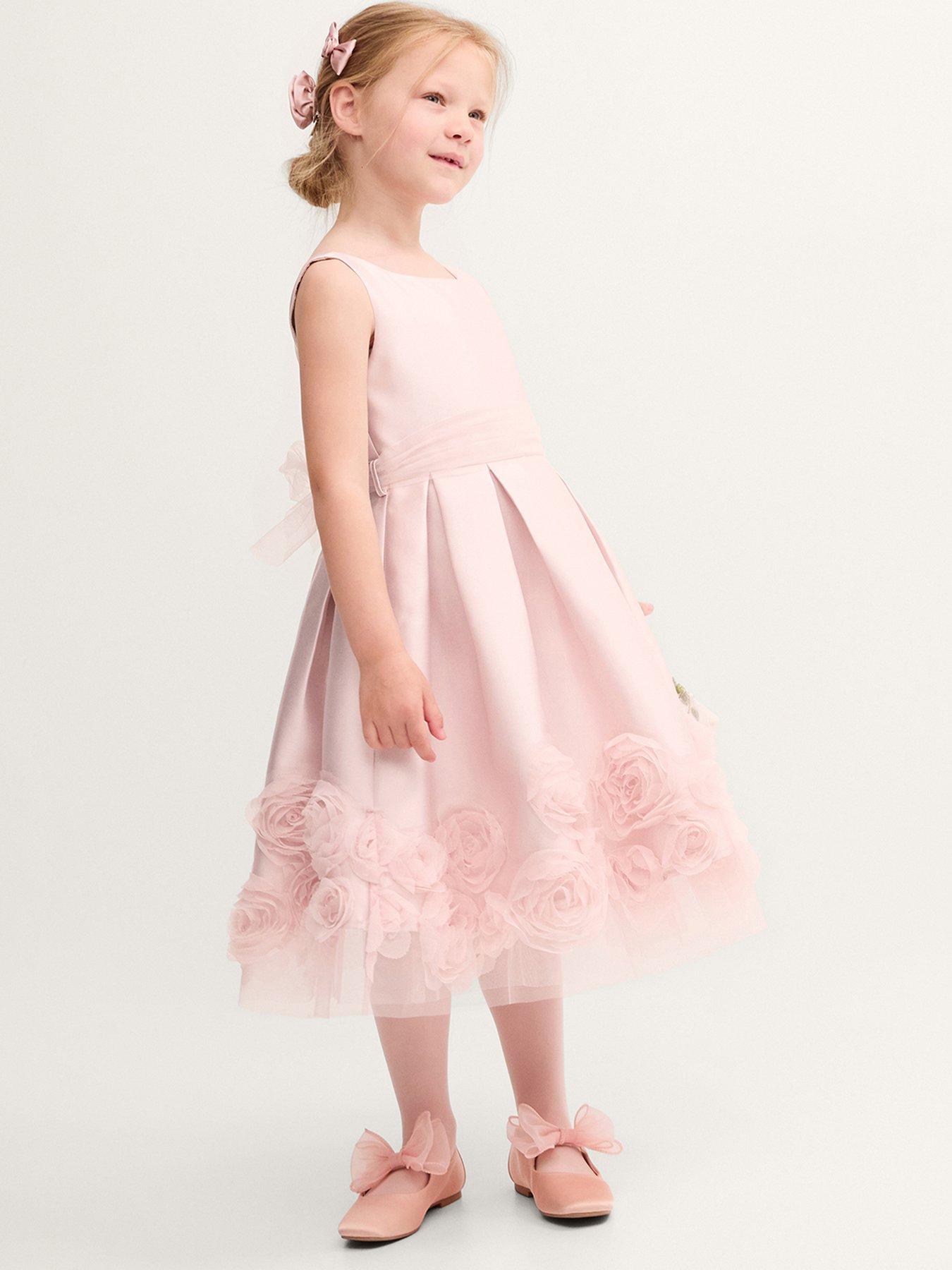 Monsoon Girls Strappy Gracie Waterfall Dress - Light Pink