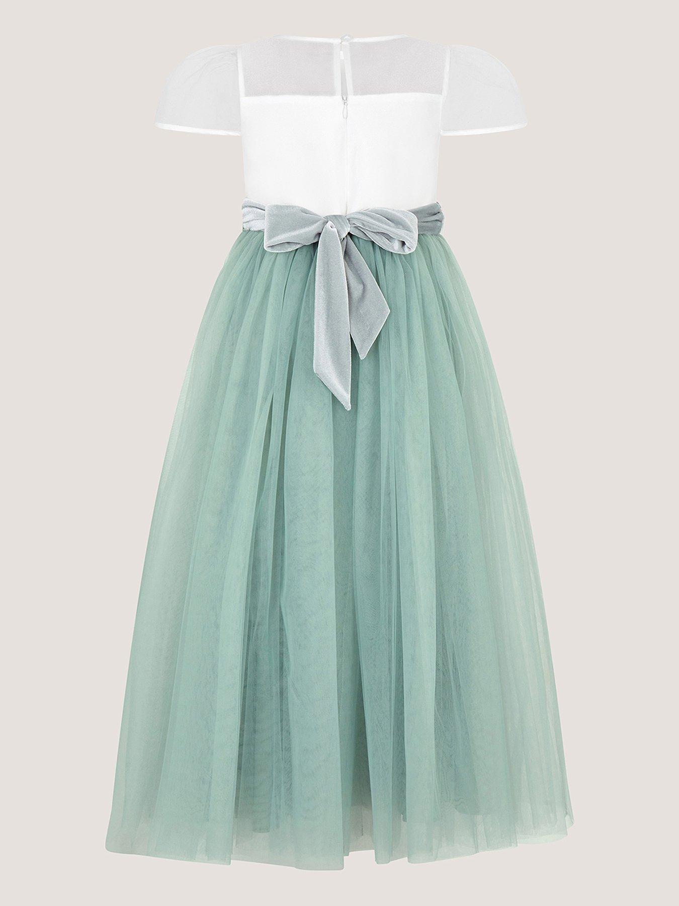 Image 3 of 4 of Monsoon Girls Flourish Maxi Bridesmaid Dress - Sage