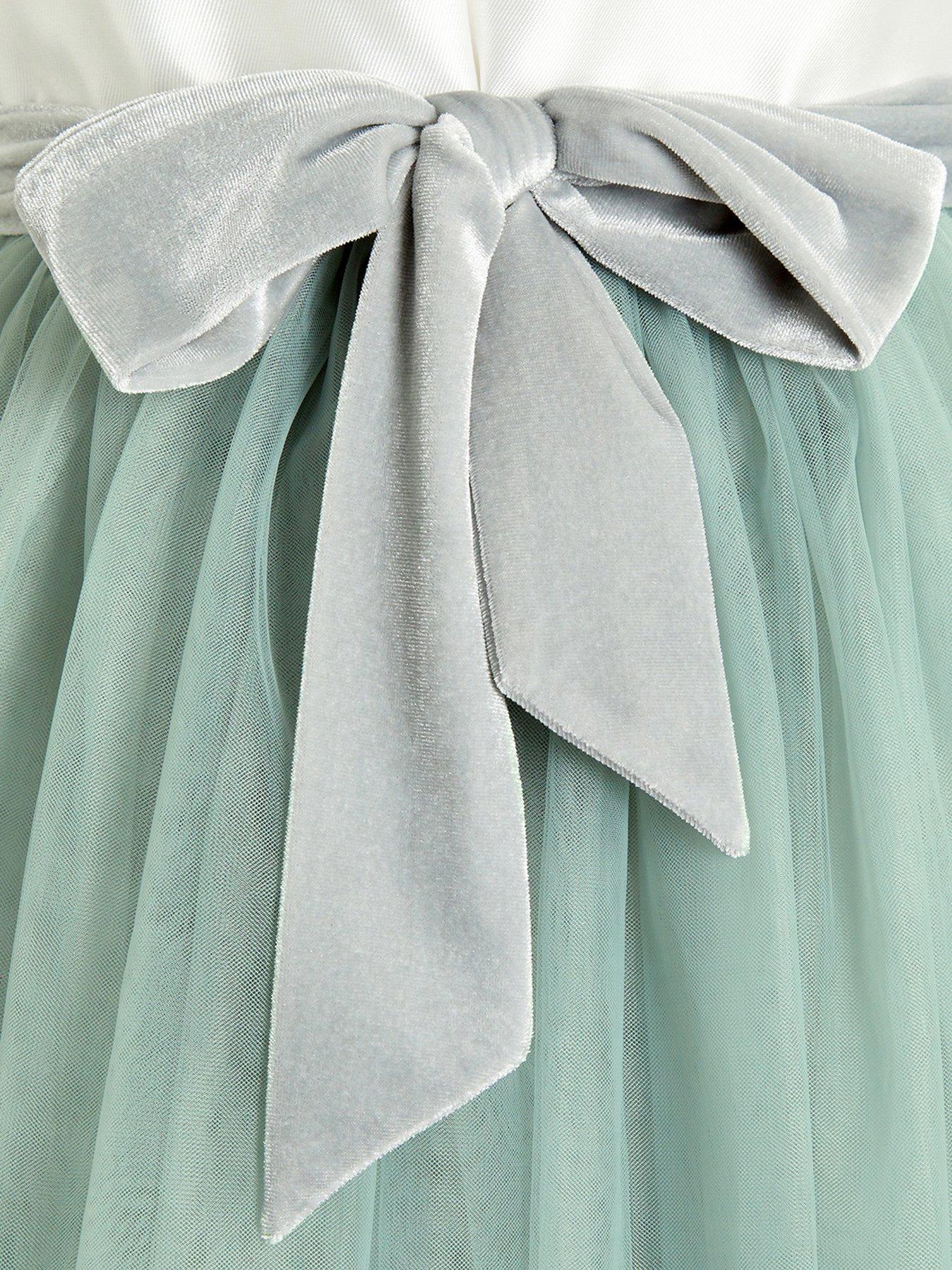 Image 4 of 4 of Monsoon Girls Flourish Maxi Bridesmaid Dress - Sage