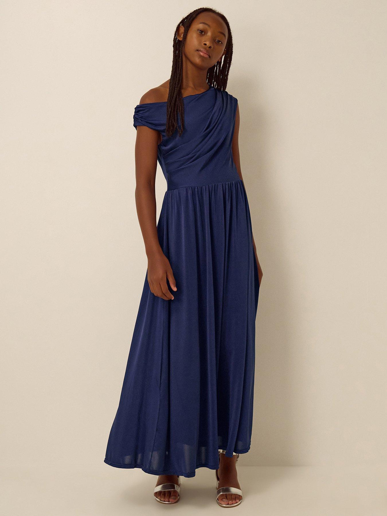 Monsoon Avery Cowl Neck Prom Dress - Navy