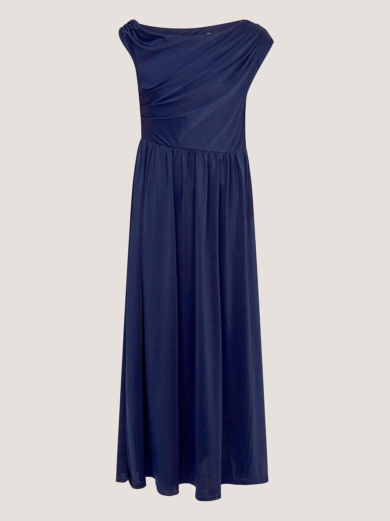 Monsoon Avery Cowl Neck Prom Dress - Navy