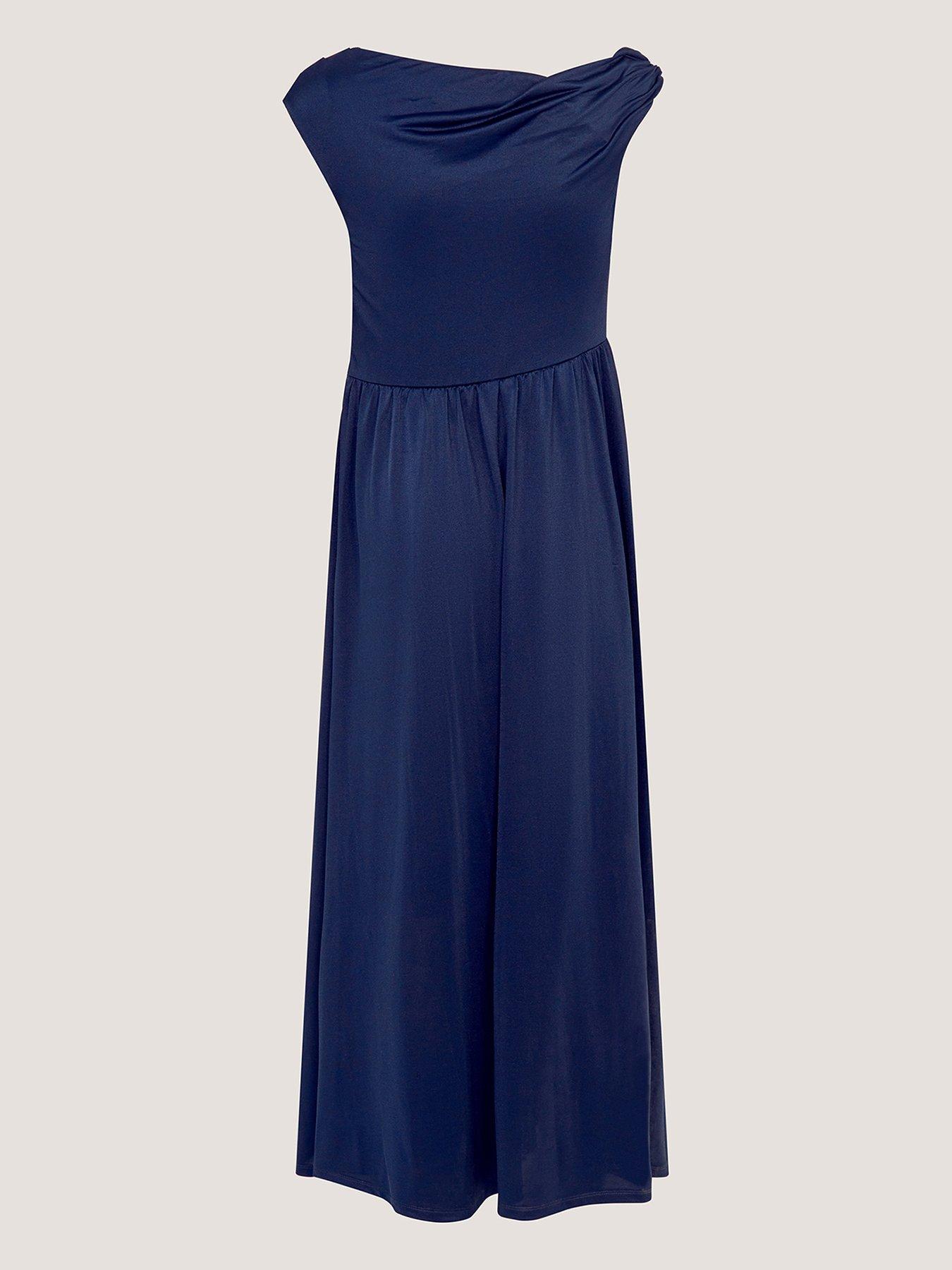 Image 2 of 3 of Monsoon Avery Cowl Neck Prom Dress - Navy